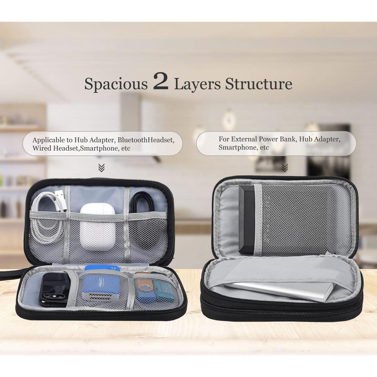 Organizador Electrónico CAOODKDK Doble Capa Negro 19x11cm