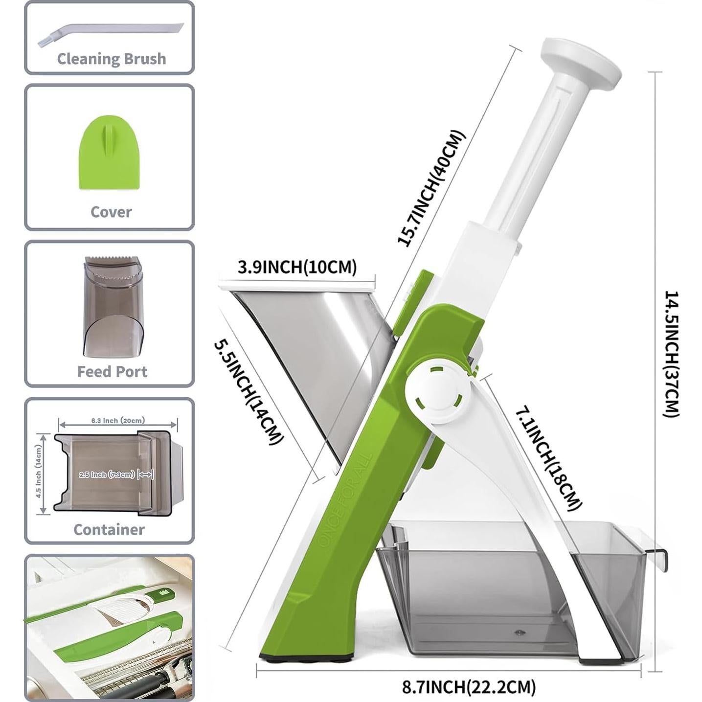 Mandolina Cortadora de Verduras SupMaKin - Grosor Ajustable 0.1-8 mm