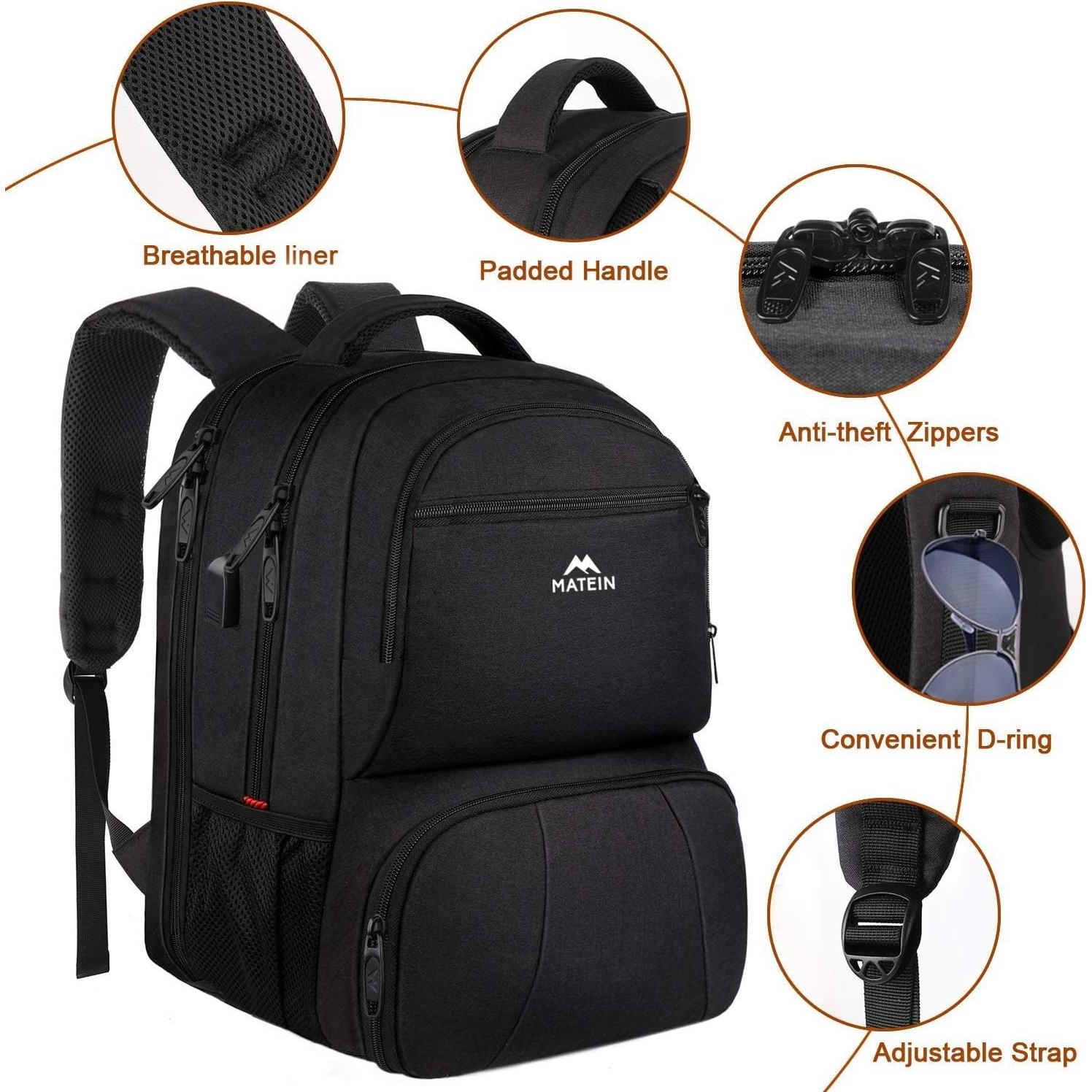 Mochila Térmica MATEIN 17" con Puerto USB y Compartimento Laptop