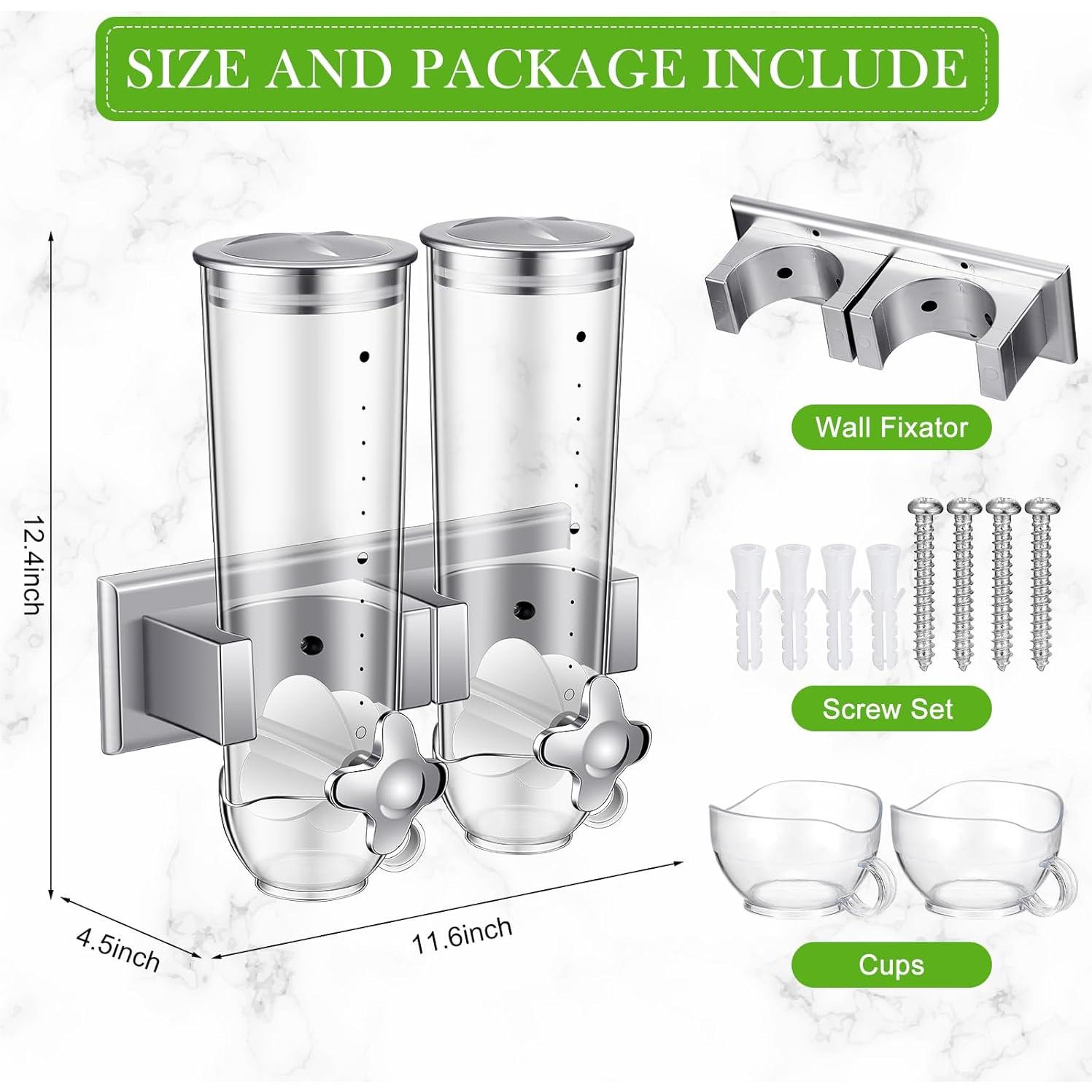 Contenedores de Cereal Huwena 4 Sets 12L Almacenamiento Plata