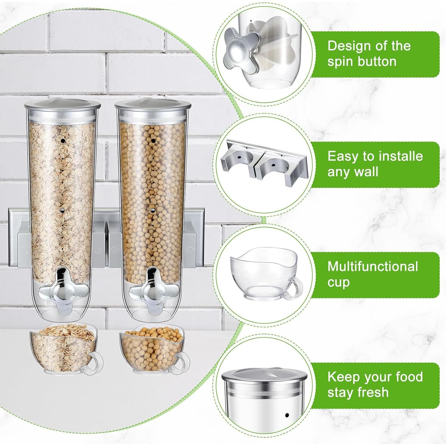 Contenedores de Cereal Huwena 4 Sets 12L Almacenamiento Plata
