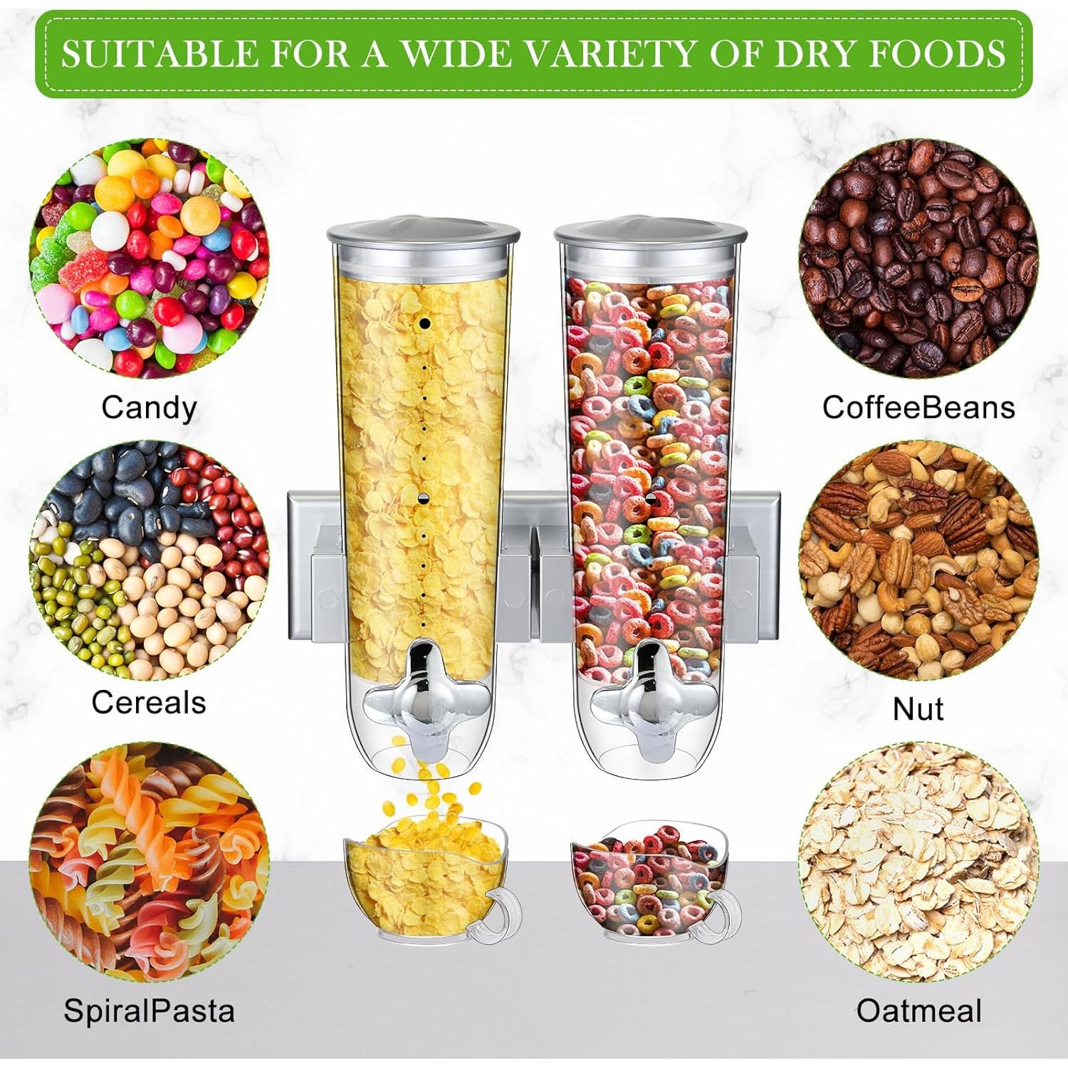 Contenedores de Cereal Huwena 4 Sets 12L Almacenamiento Plata