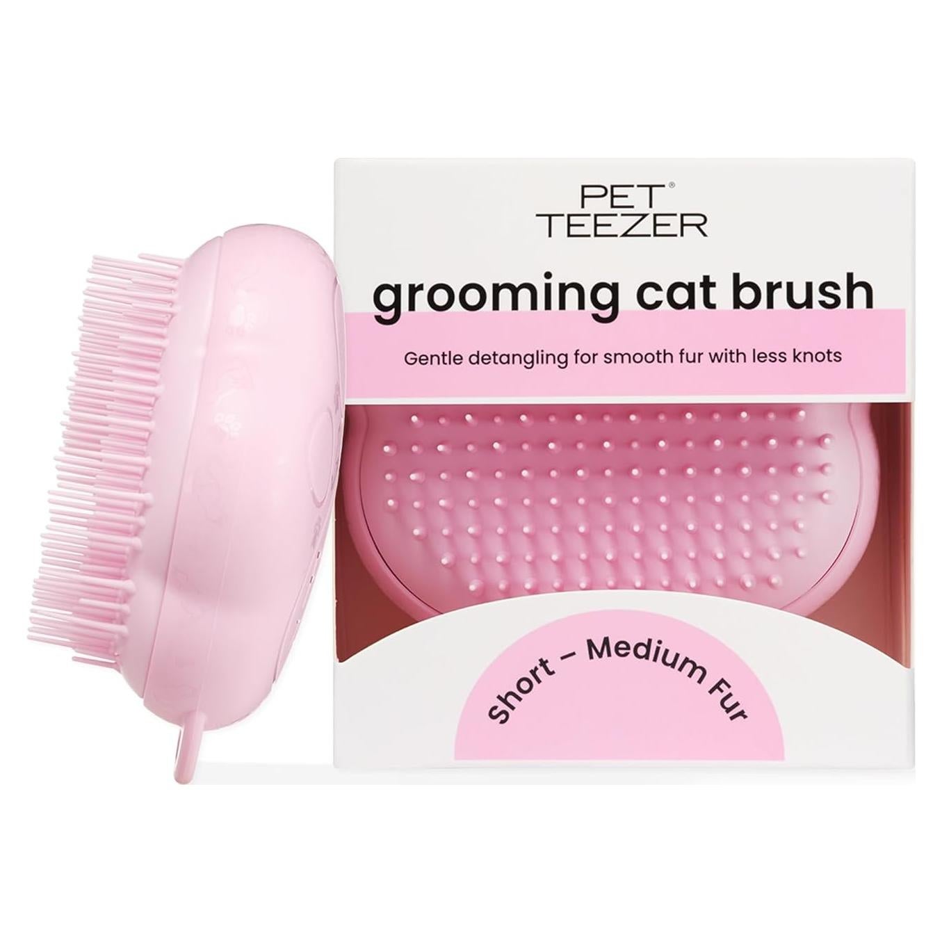 Cepillo Desenredador para Gatos Pet Teezer Rosa 10x8cm