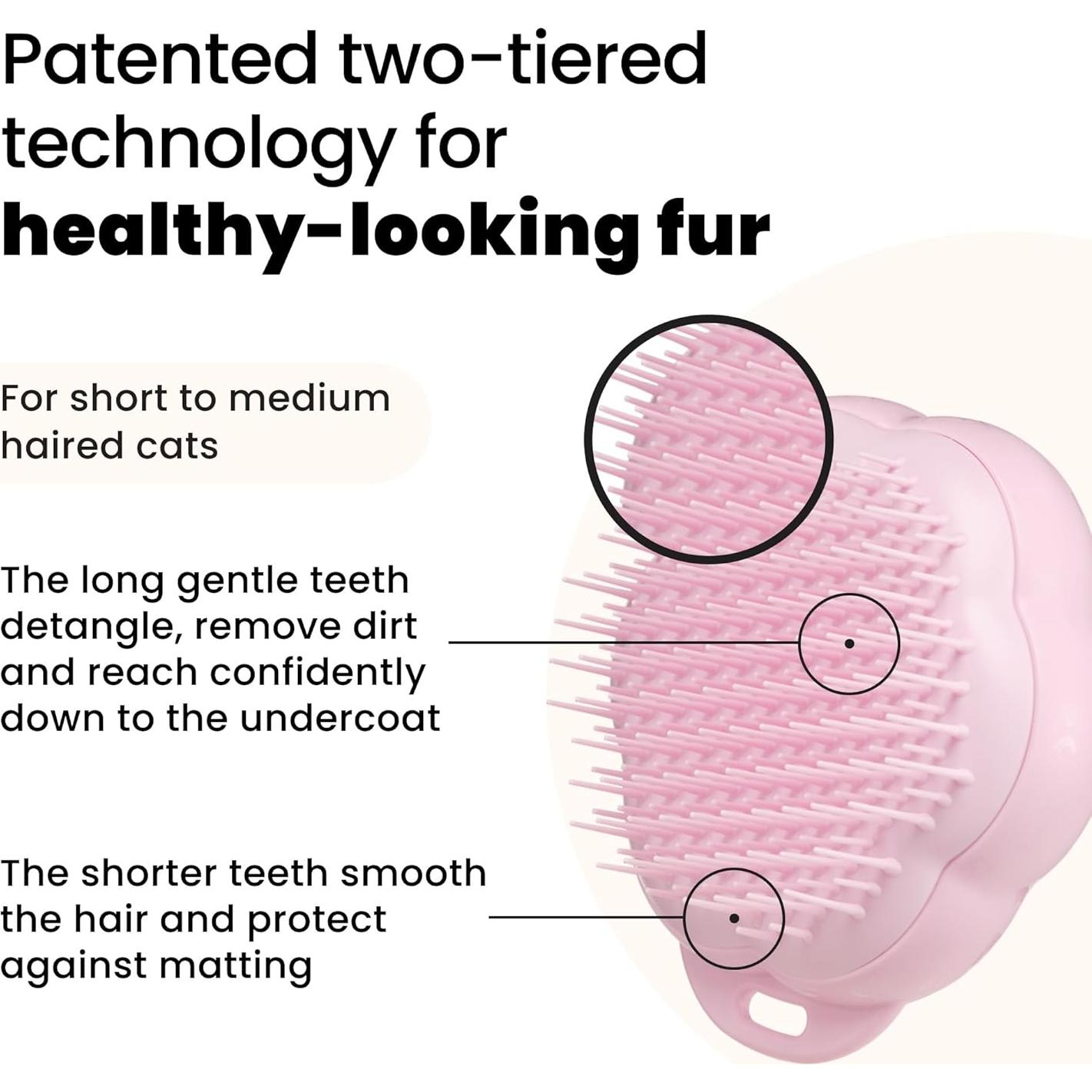 Cepillo Desenredador para Gatos Pet Teezer Rosa 10x8cm