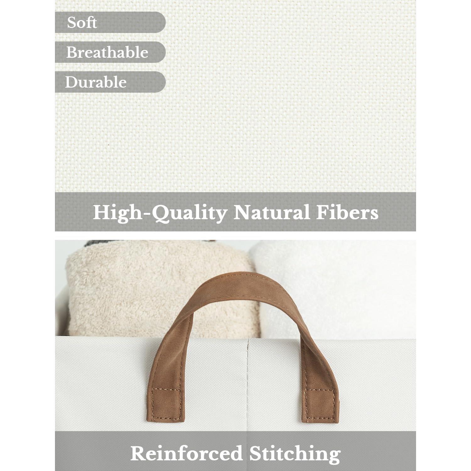 StorageWorks Storage Bins, Shelves Baskets for Organizing, Fabric Closet Organizers with Handles, Metal Frame, Beige, 2-Pack