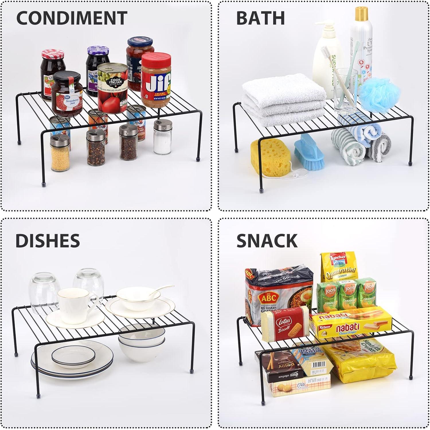 Estante de Almacenamiento Compacto JBESUHI Negro 2 Niveles 40.9x25.9 cm