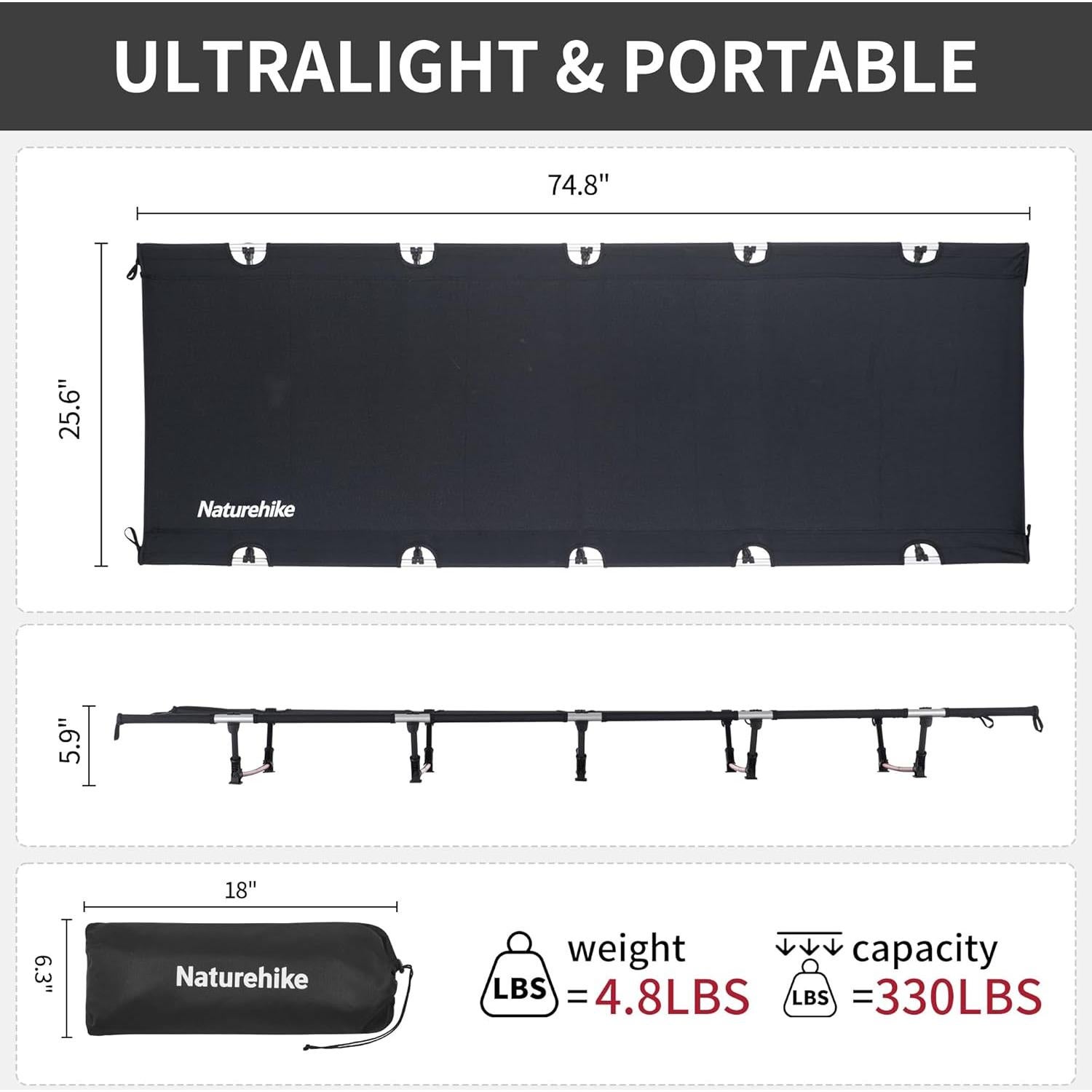 Cama de Camping Naturehike NH20JJ001 Plegable Ultraligera