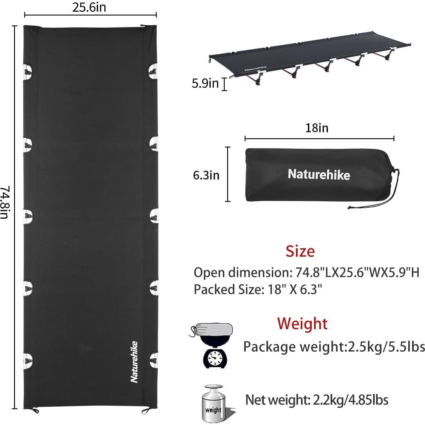 Cama de Camping Naturehike NH20JJ001 Plegable Ultraligera