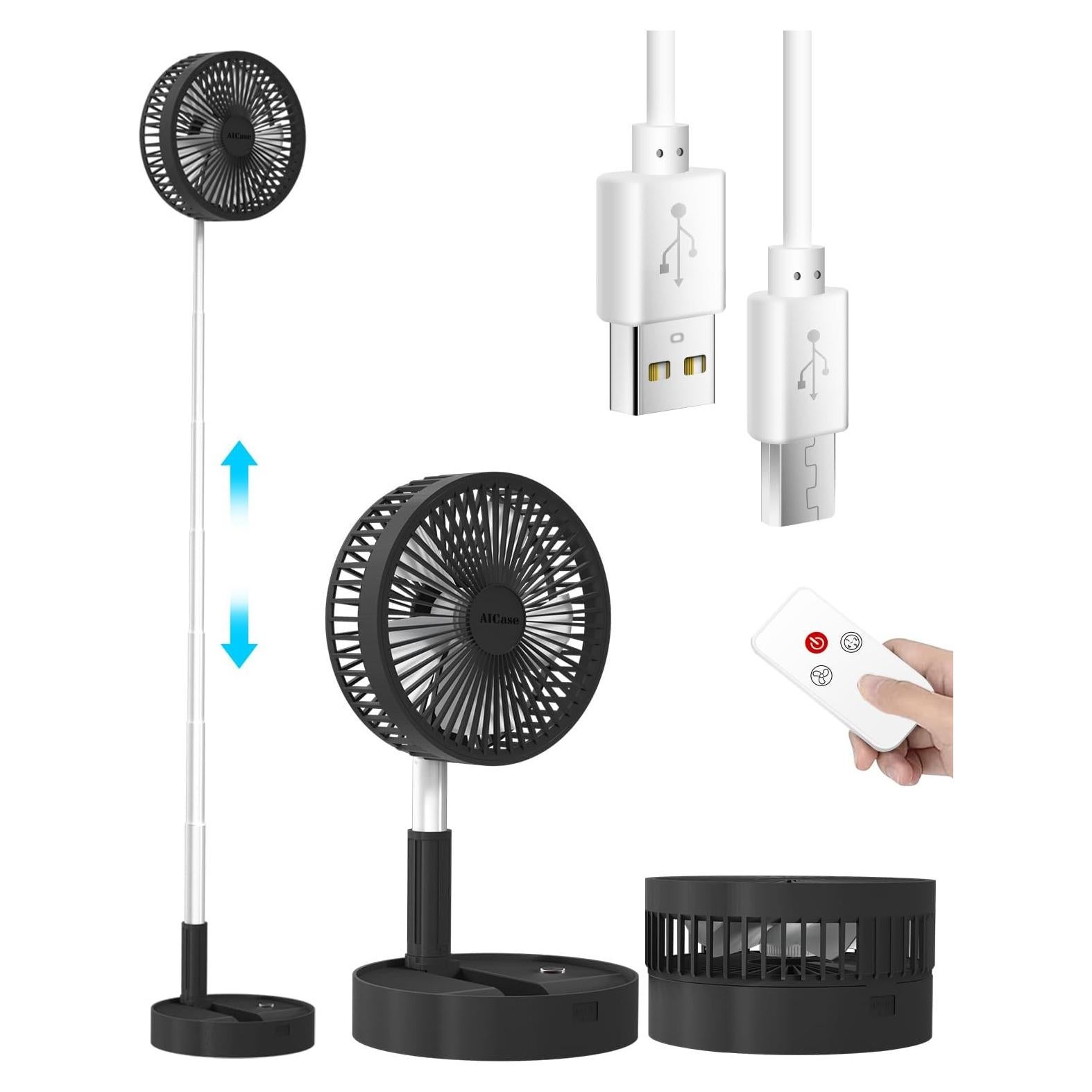 Ventilador de Pie AICase Portátil 7200mAh 4 Velocidades Negro