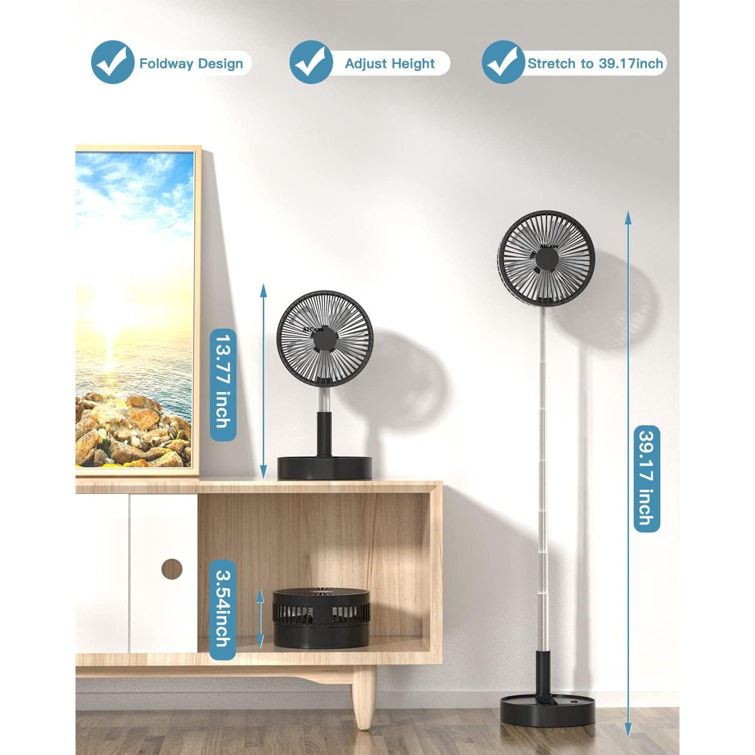 Ventilador de Pie AICase Portátil 7200mAh 4 Velocidades Negro