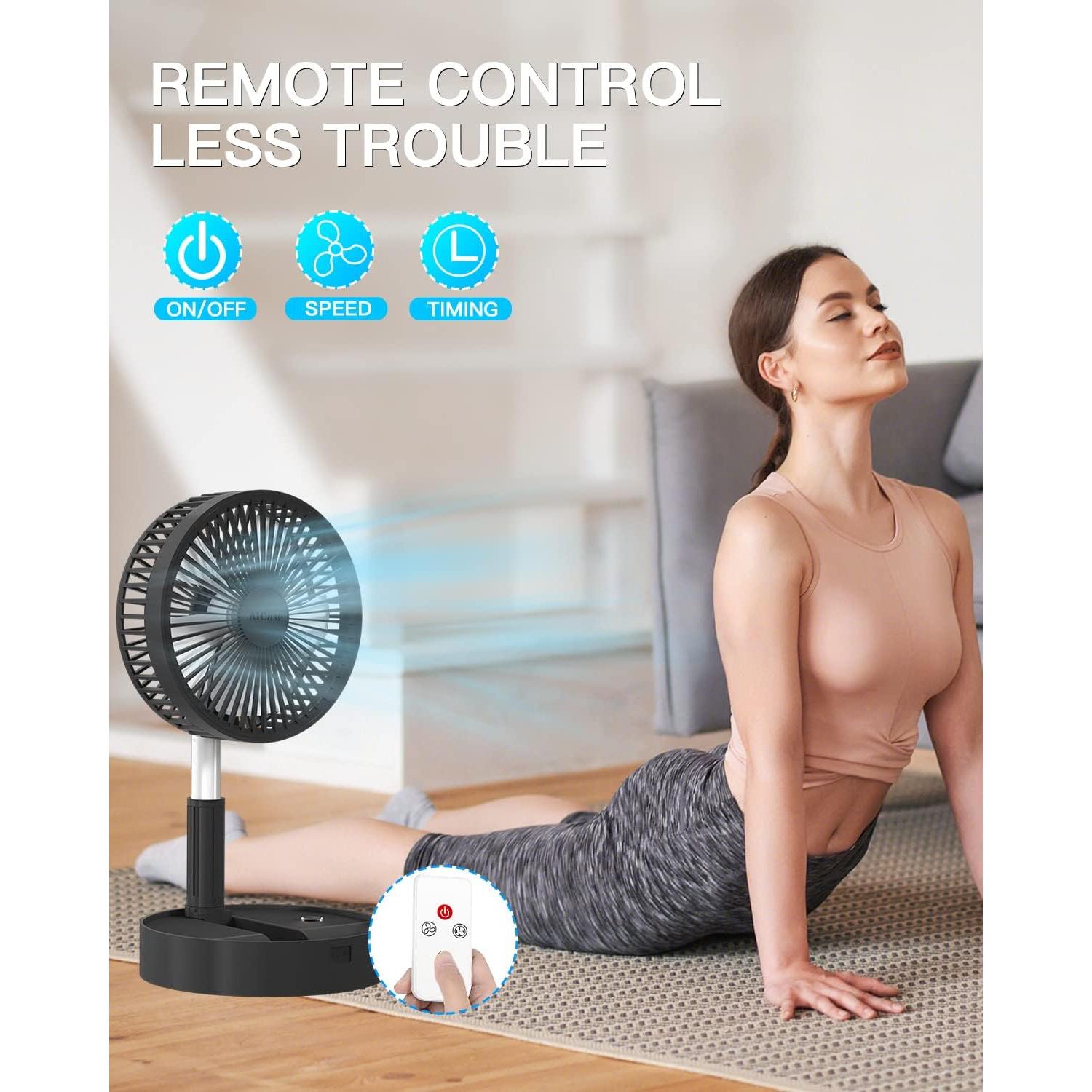 Ventilador de Pie AICase Portátil 7200mAh 4 Velocidades Negro