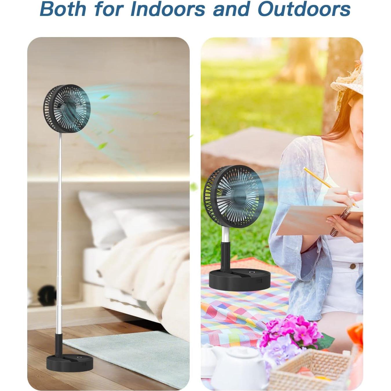 Ventilador de Pie AICase Portátil 7200mAh 4 Velocidades Negro