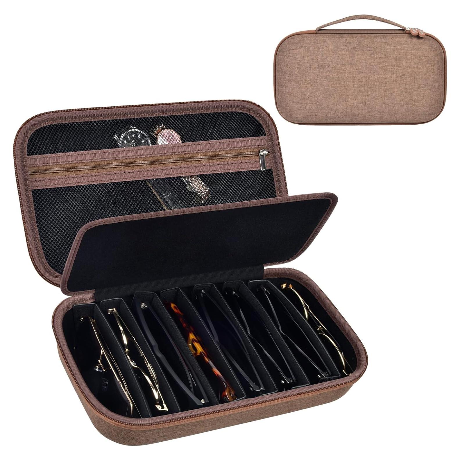 Estuche Organizador de Gafas de Sol EVA para 8 Pares - Café