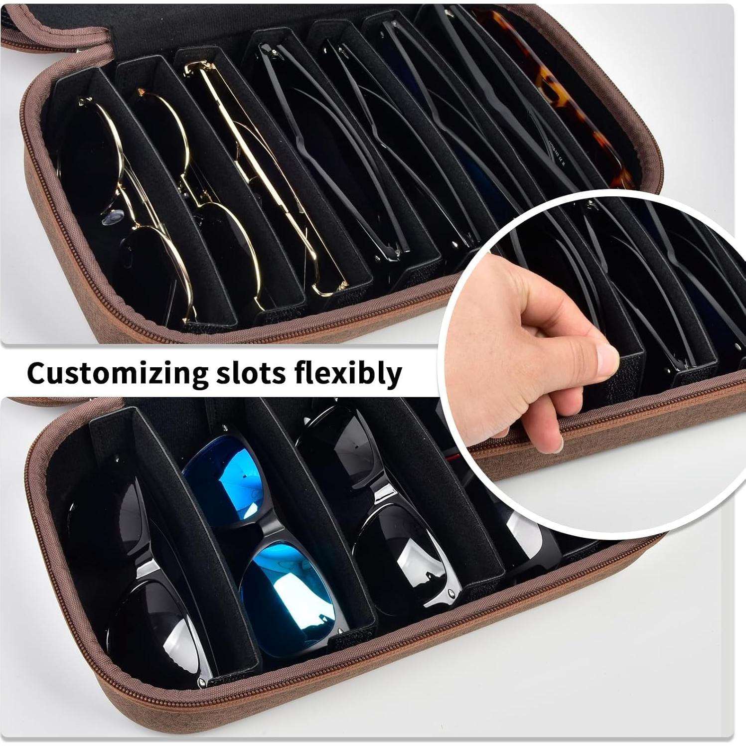 Estuche Organizador de Gafas de Sol EVA para 8 Pares - Café