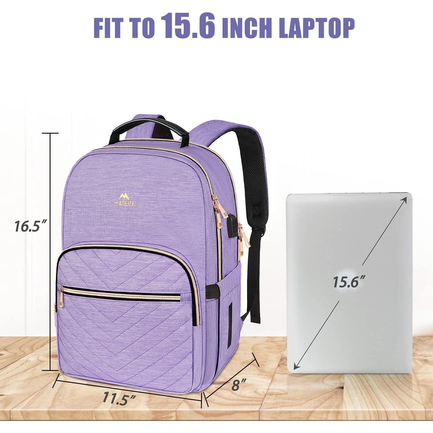 Mochila Antirrobo MATEIN 15.6" para Mujeres Púrpura Resistente al Agua