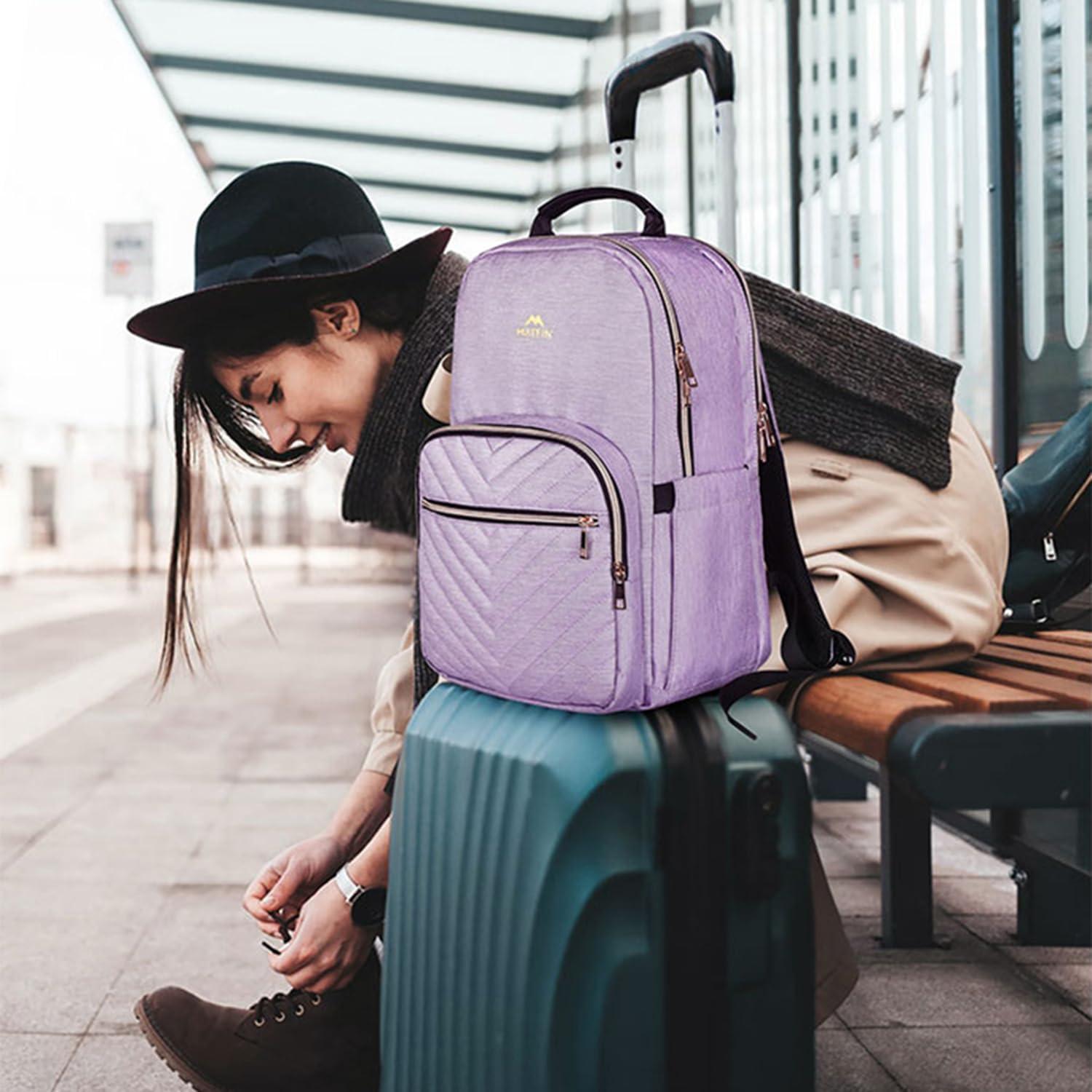 Mochila Antirrobo MATEIN 15.6" para Mujeres Púrpura Resistente al Agua