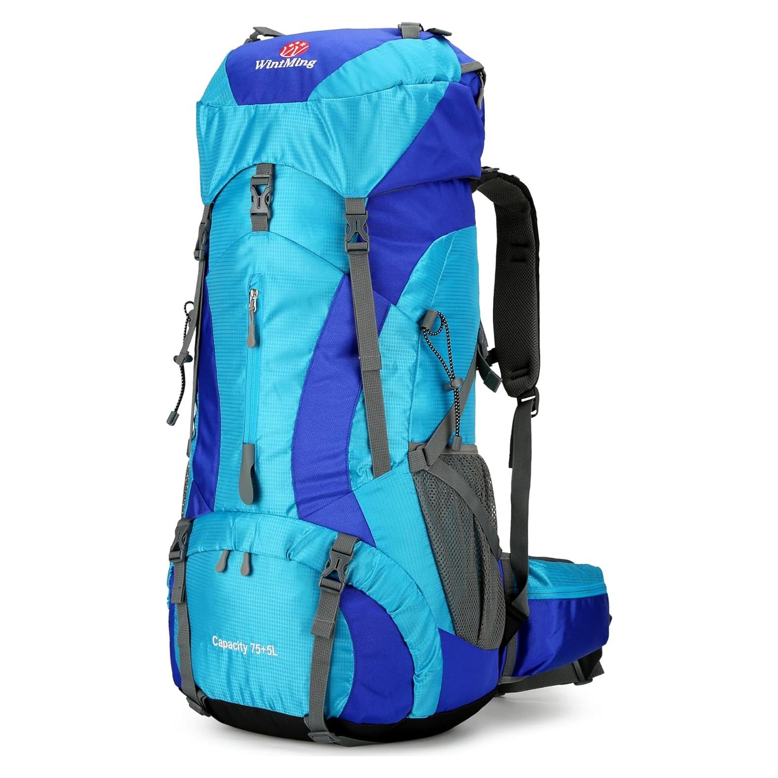 Mochila de Senderismo King'sGuard 75L Impermeable Azul