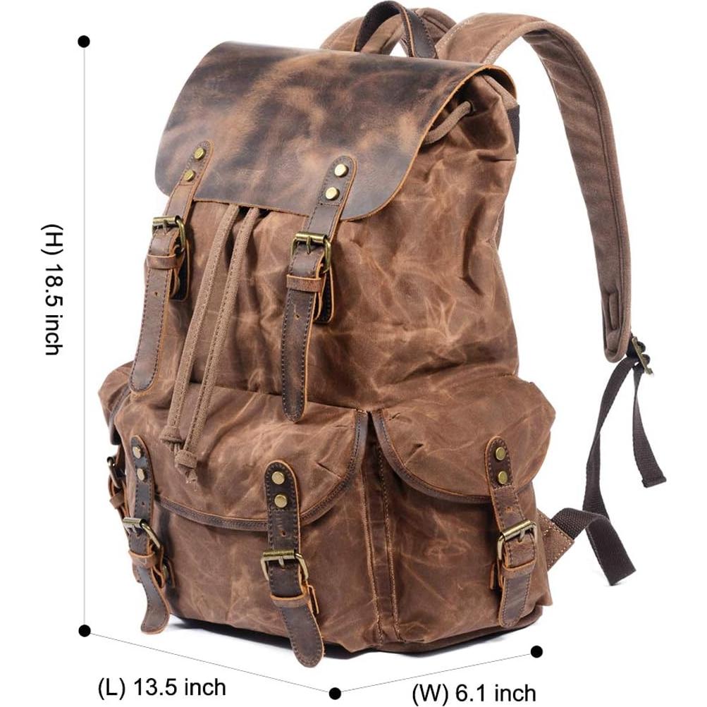 Mochila de Cuero WUDON para Hombres 46.7 cm Impermeable