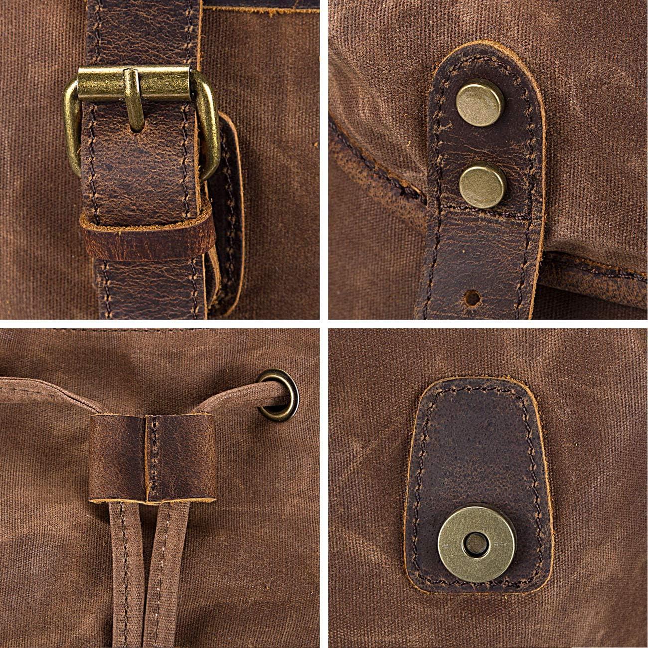 Mochila de Cuero WUDON para Hombres 46.7 cm Impermeable