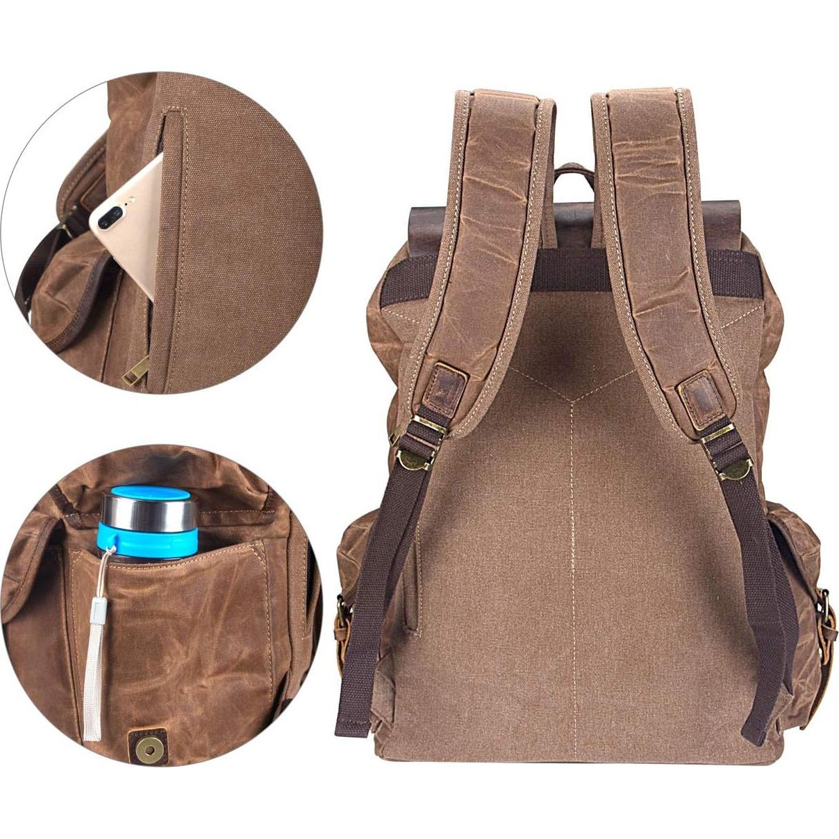 Mochila de Cuero WUDON para Hombres 46.7 cm Impermeable