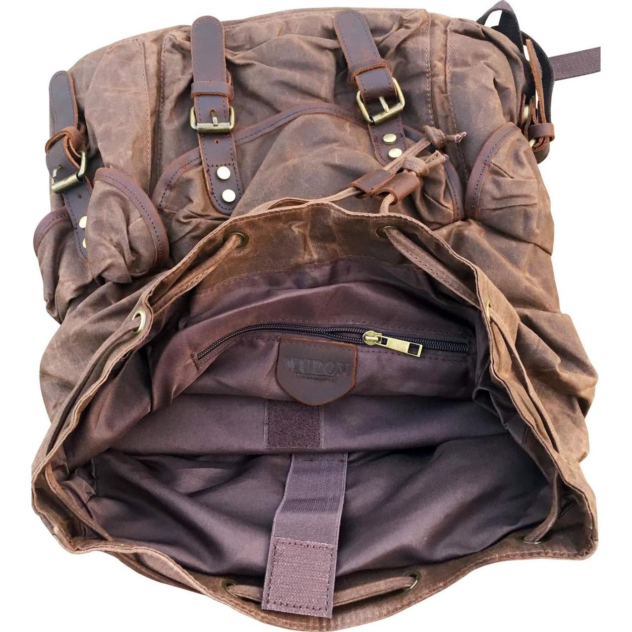 Mochila de Cuero WUDON para Hombres 46.7 cm Impermeable