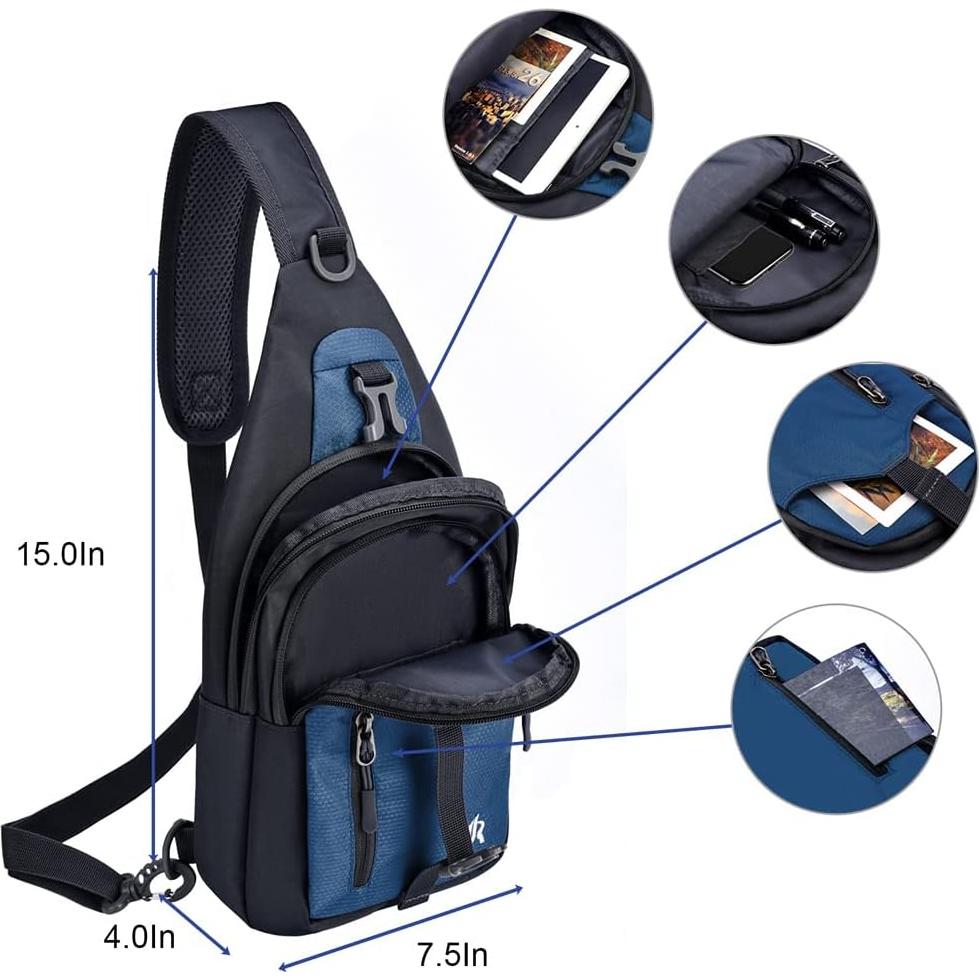 Mochila Sling Y&R Direct Ligera 38x19x10 cm Azul Marino