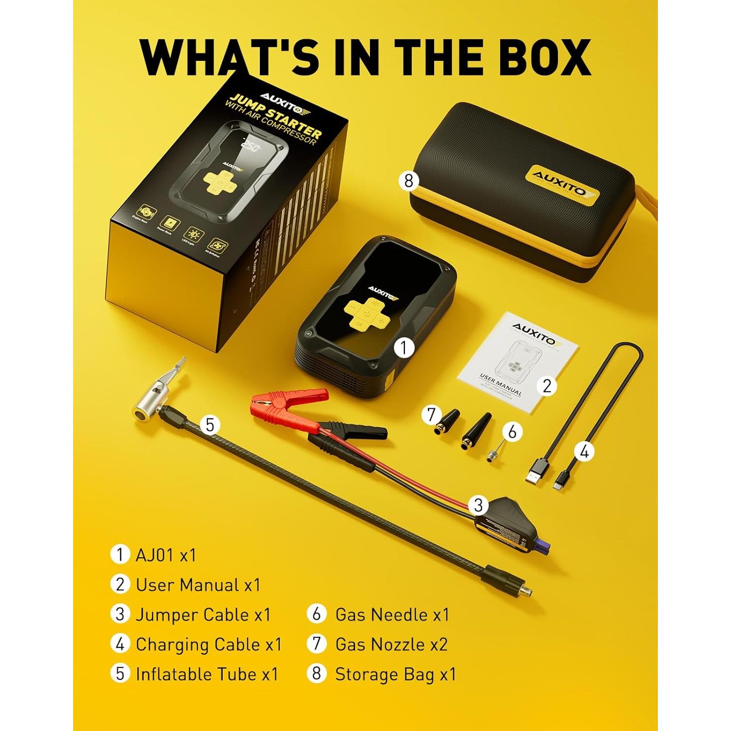 Arrancador de Salto AUXITO AJ01 6000A con Compresor 150PSI