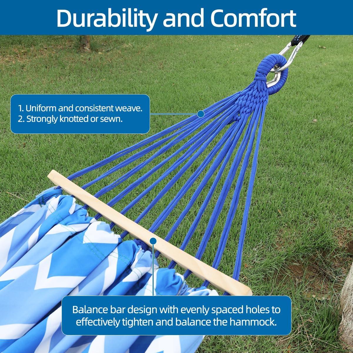 Hamaca Doble OdetoNature 290x145cm Rayas Azules Portátil