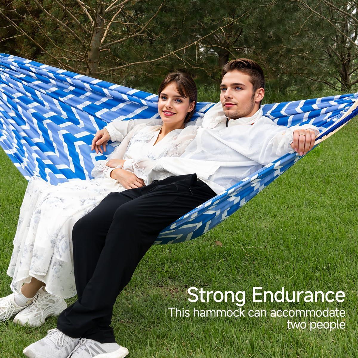 Hamaca Doble OdetoNature 290x145cm Rayas Azules Portátil