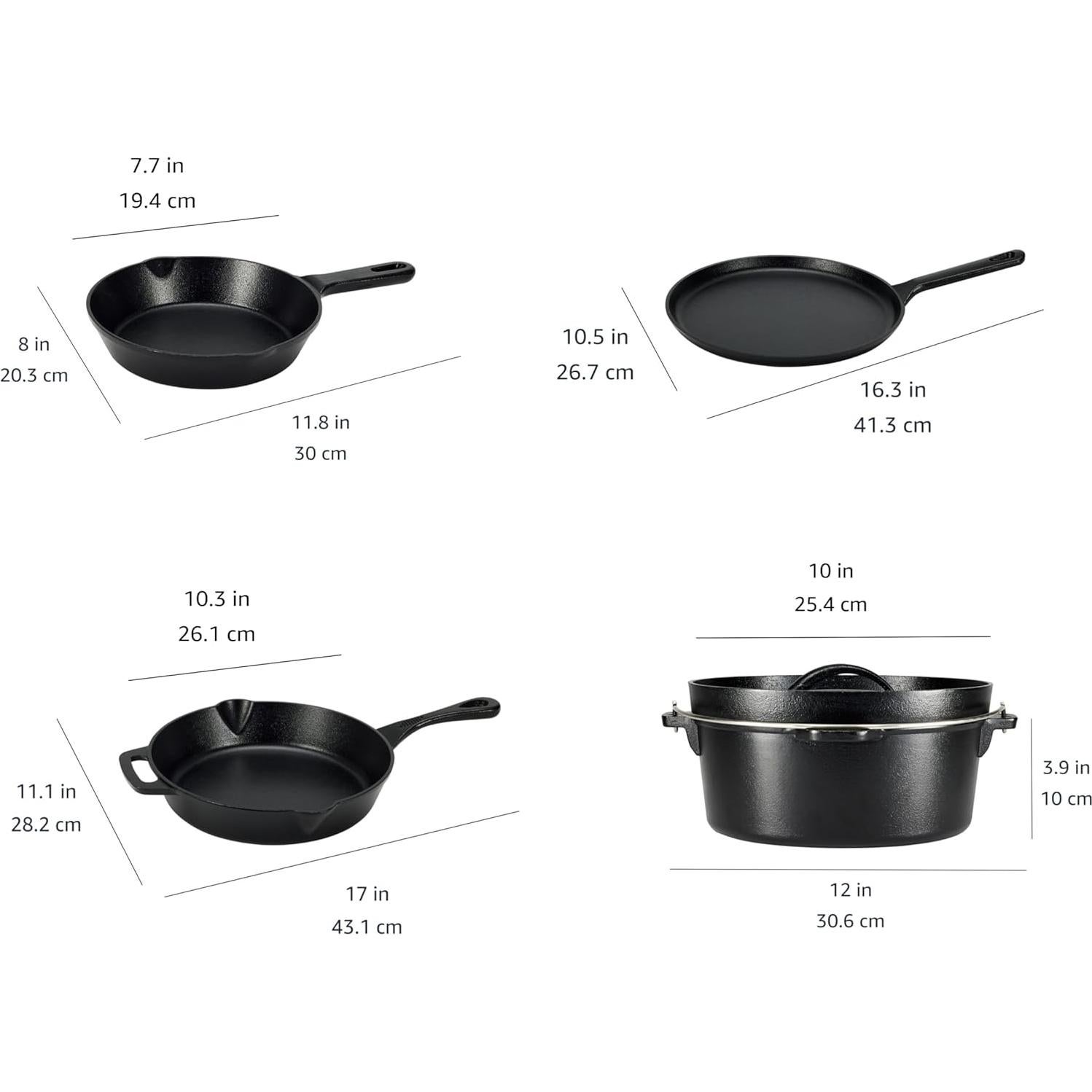 Juego de Utensilios de Cocina Hierro Fundido Amazon Basics 5 Pzas