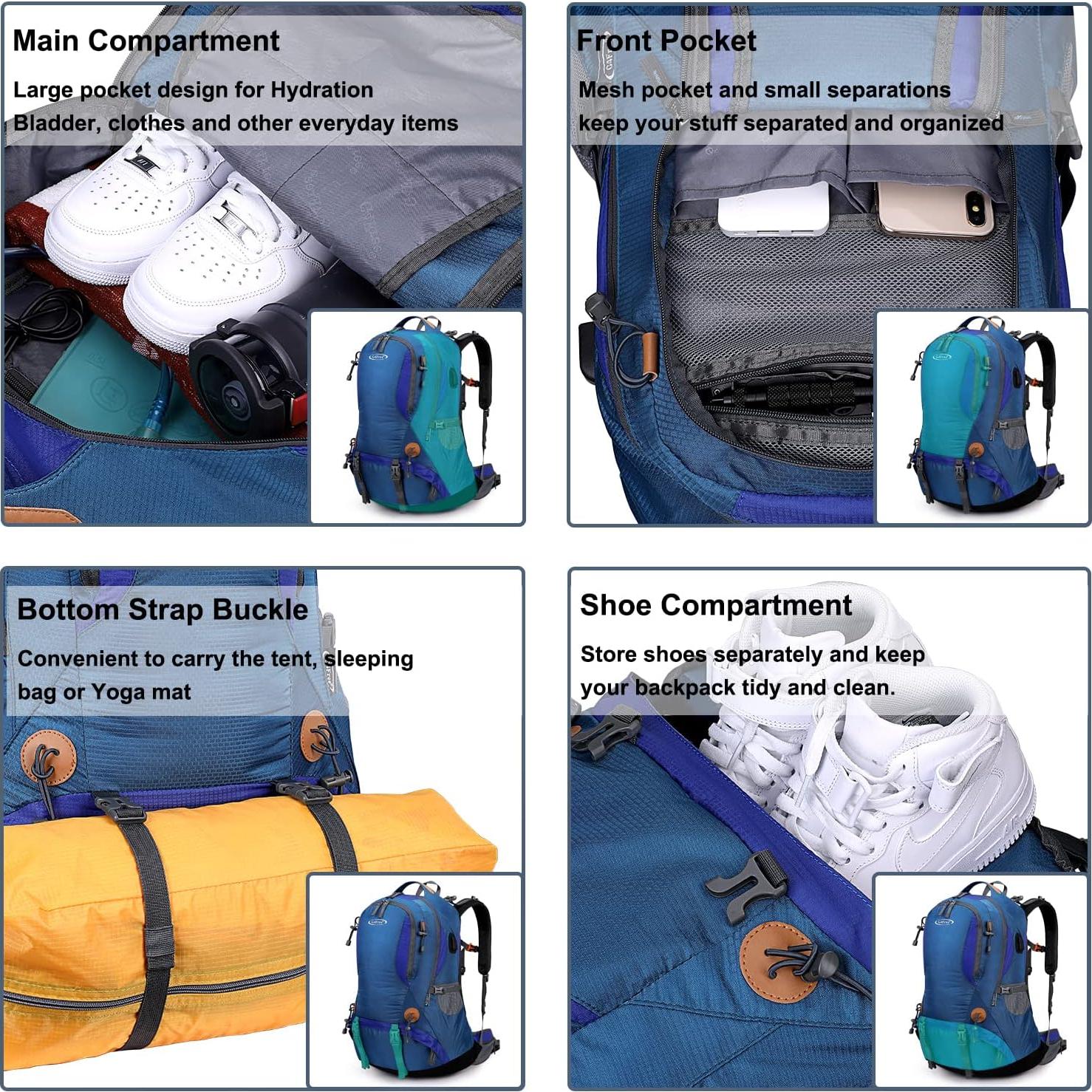 Mochila de Senderismo G4Free 50L Impermeable con Funda