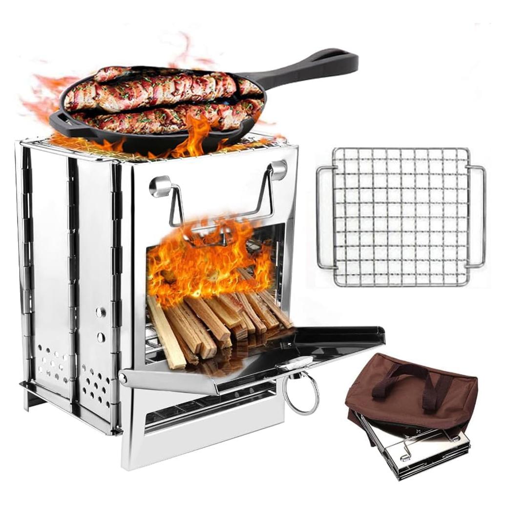 Estufa de leña YWHWLX plegable para camping 21x14.5cm