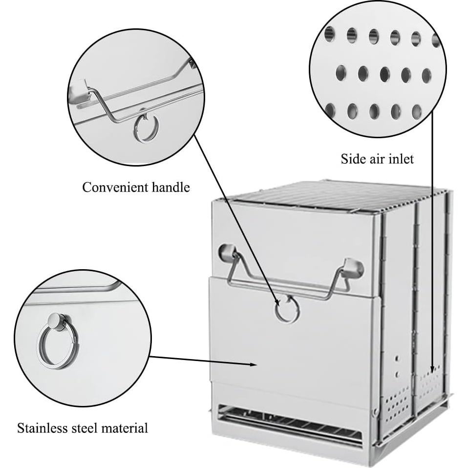 Estufa de leña YWHWLX plegable para camping 21x14.5cm