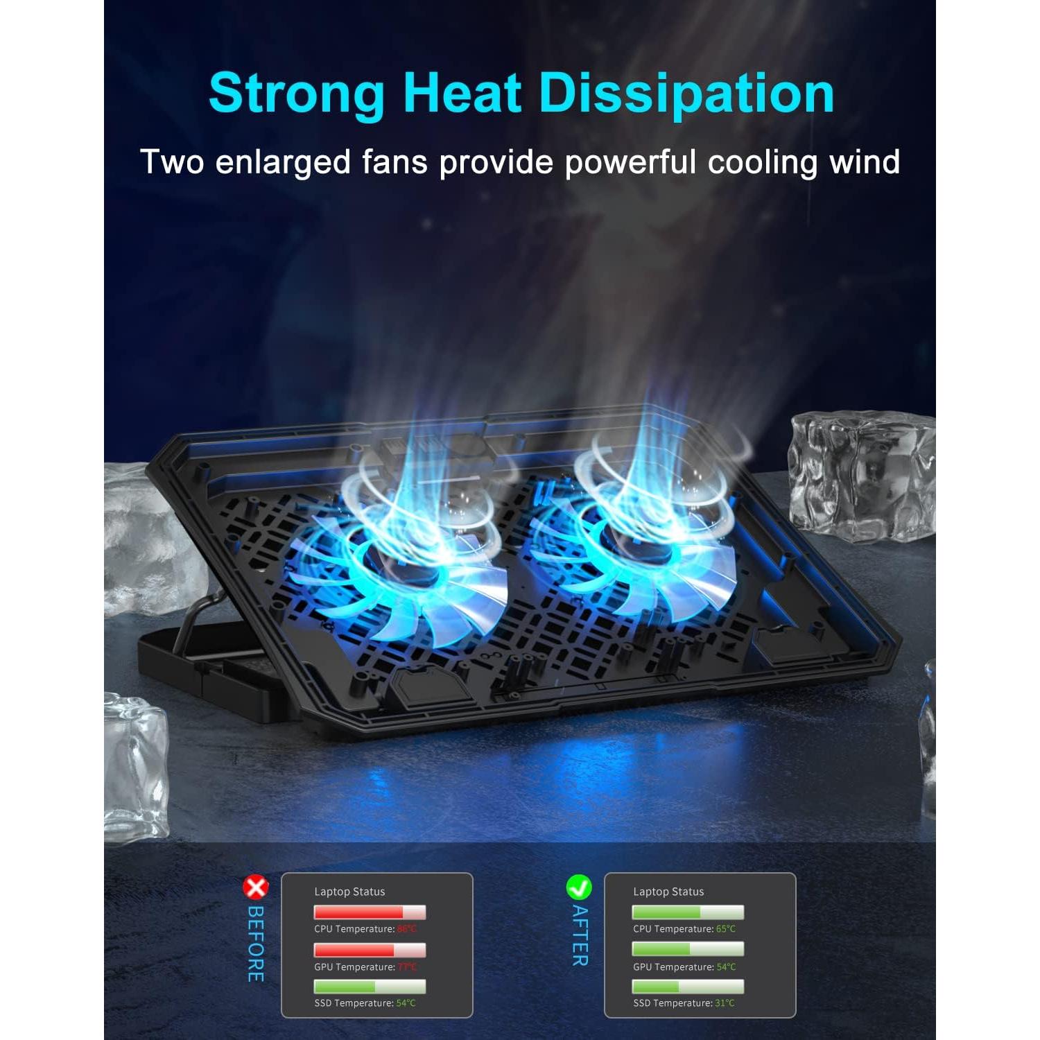 Base de Enfriamiento para Laptop KeiBn S039 2 Ventiladores 10-15.6"