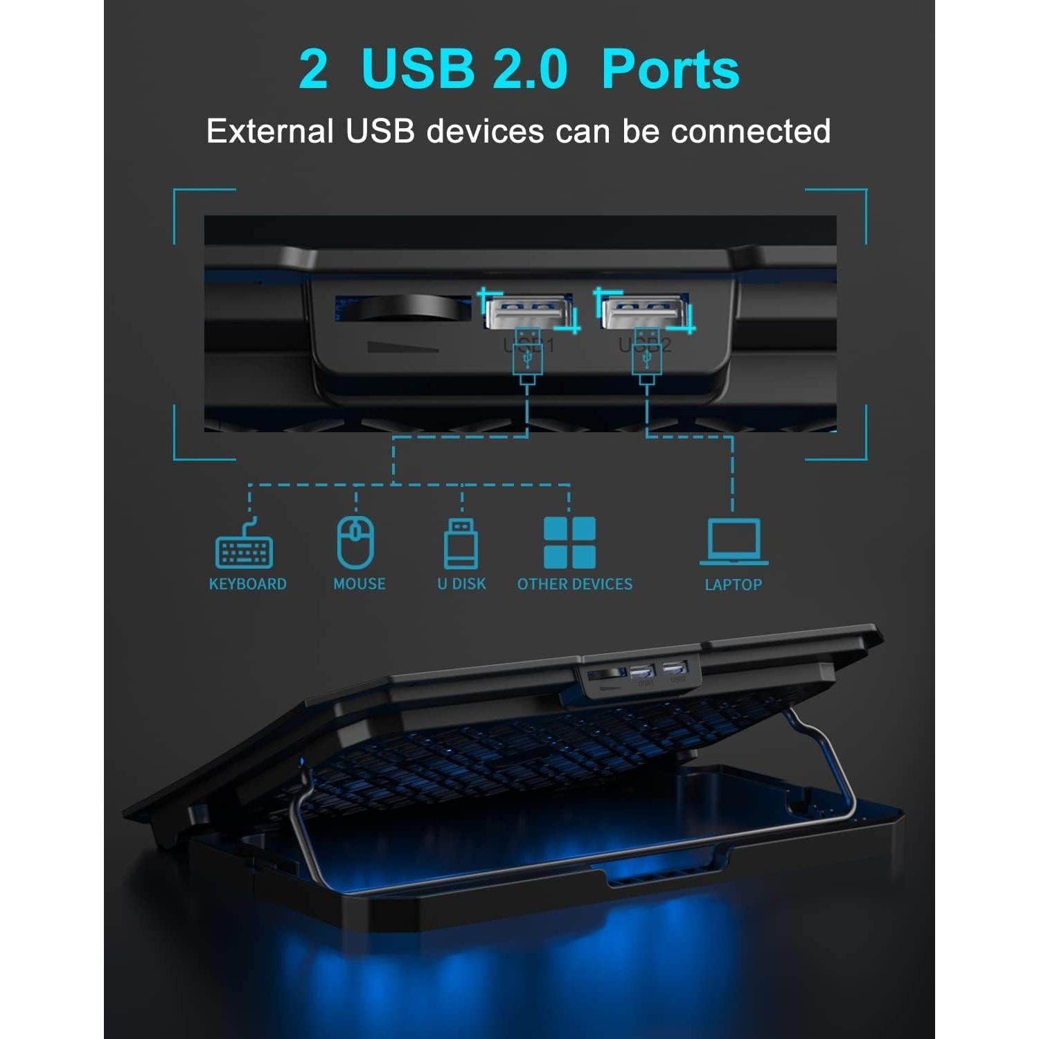 Base de Enfriamiento para Laptop KeiBn S039 2 Ventiladores 10-15.6"