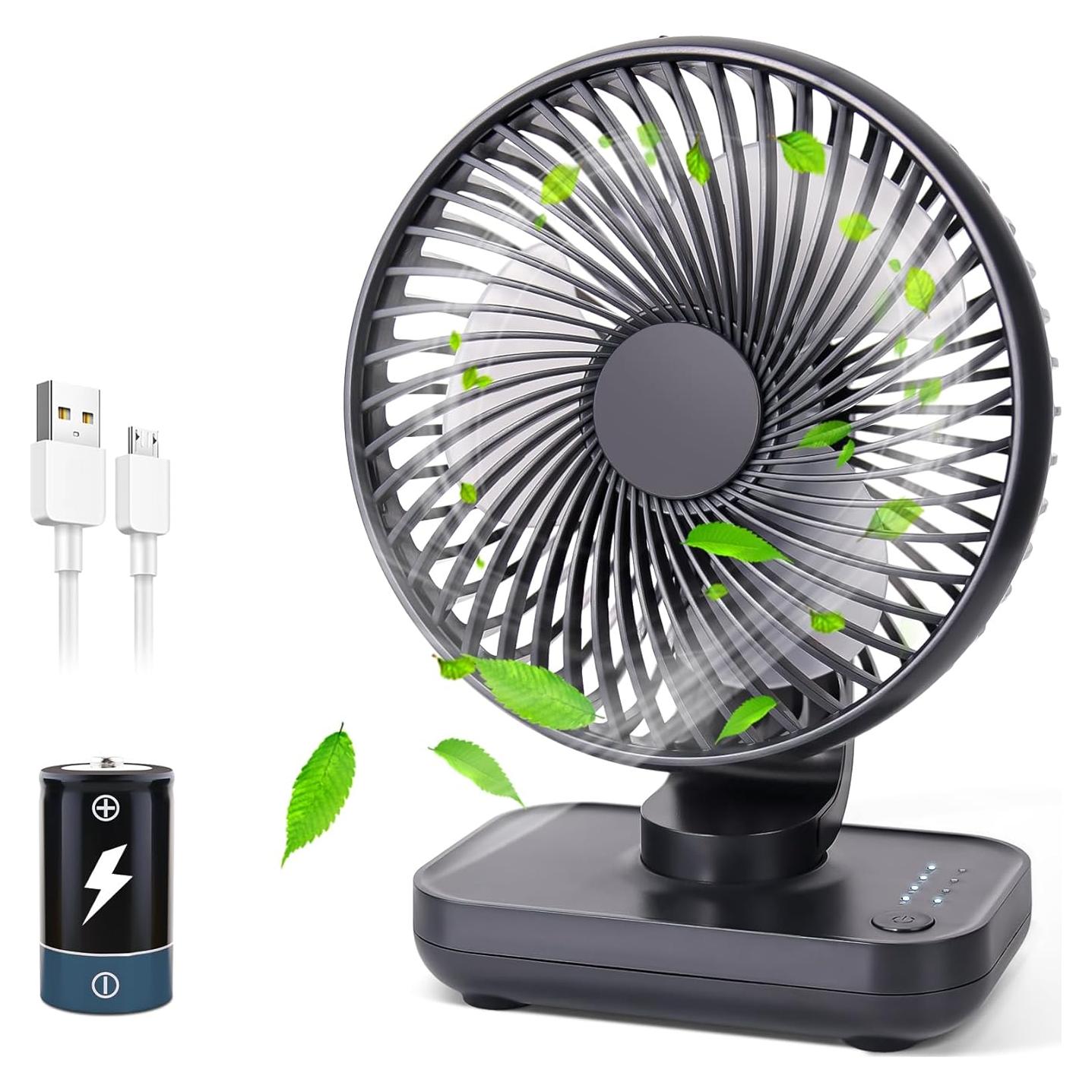 Ventilador de Mesa CONBOLA Recargable 3600mAh 4 Velocidades Azul