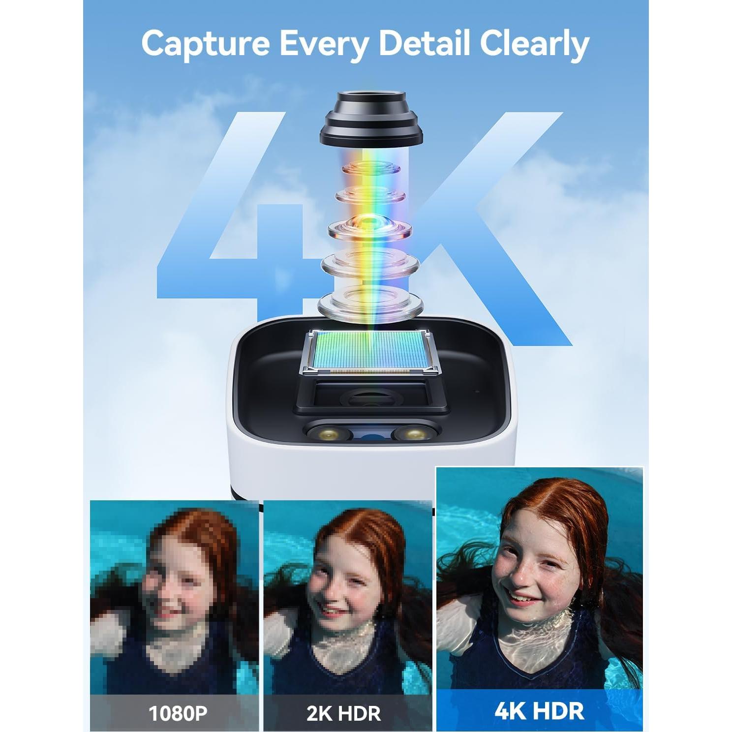 FOSCAM 4K 8MP IP PoE Security Cameras Wireless Outdoor, V8EP Surveillance Camera for Home Security, 120° FoV, 20x Zoom, AI Detect Human/Vehicle, 66FT Color Night Vision,Siren Alert,2-Way Audio,IP66