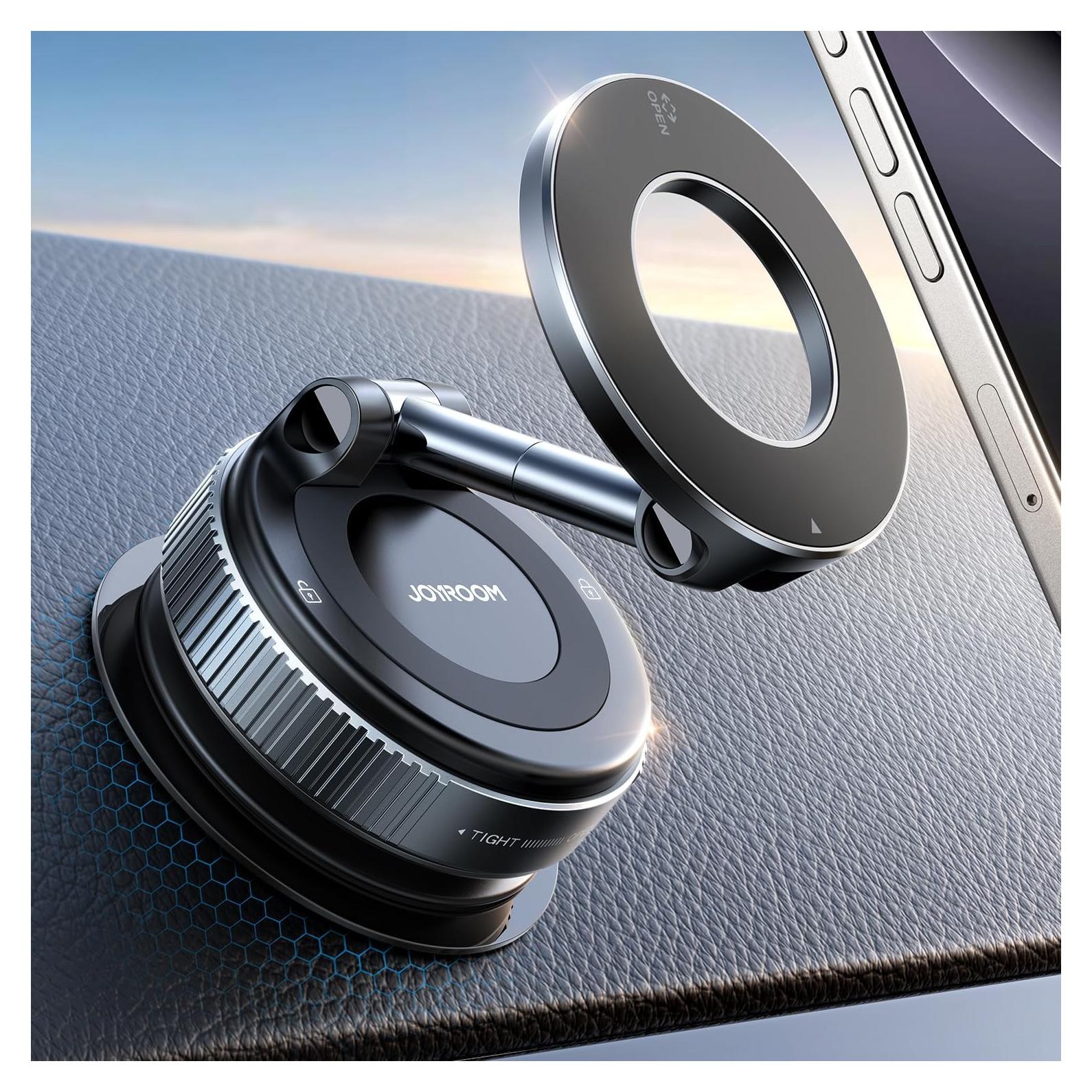 JOYROOM Magsafe Suction Cup Phone Mount, Vacuum Magnetic Phone Holder for Car, 360° Metal Strut Magsafe Car Mount for iPhone 16 Pro Max Plus/iPhone 15 14 13 12 & Android Magsafe Case, Dark Blue