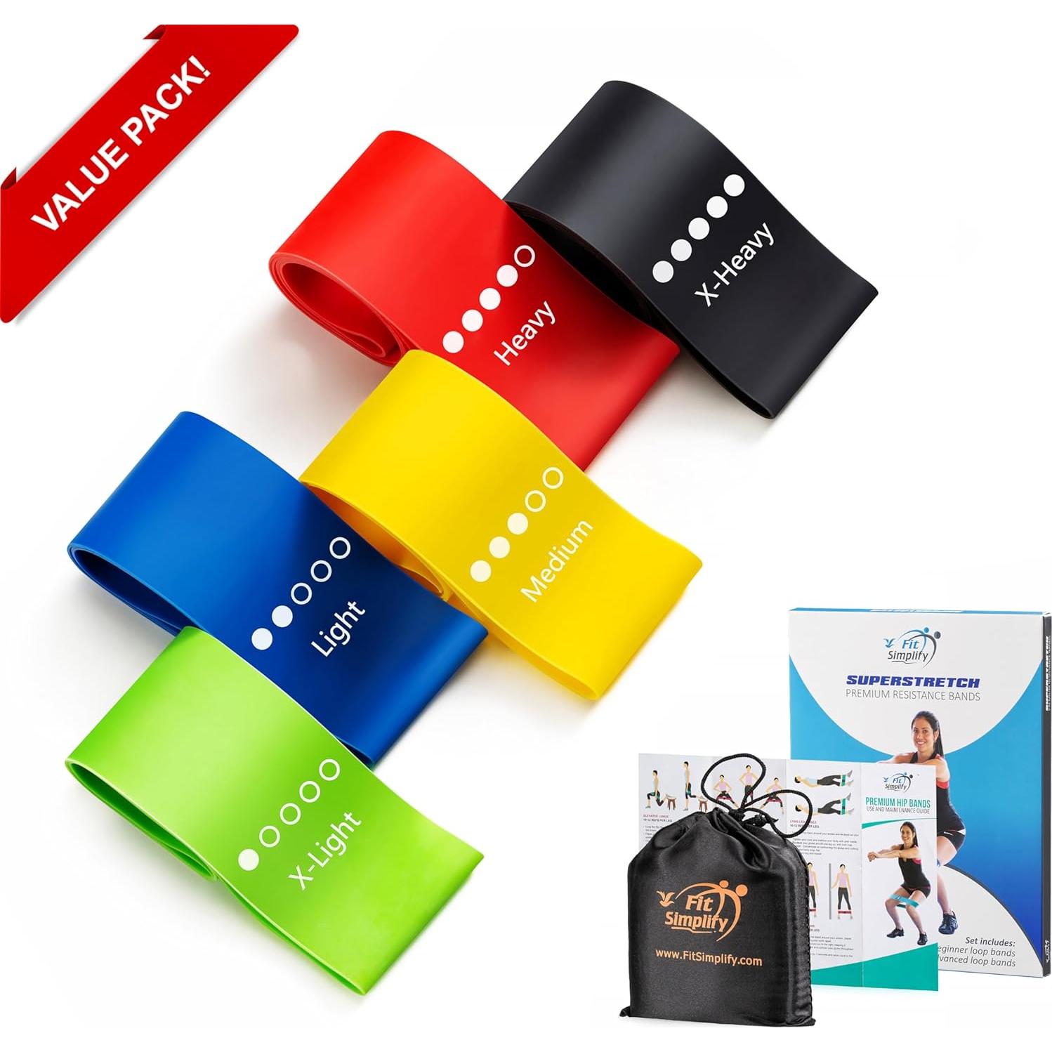 Bandas de Ejercicio de Resistencia Fit Simplify - Juego de 5