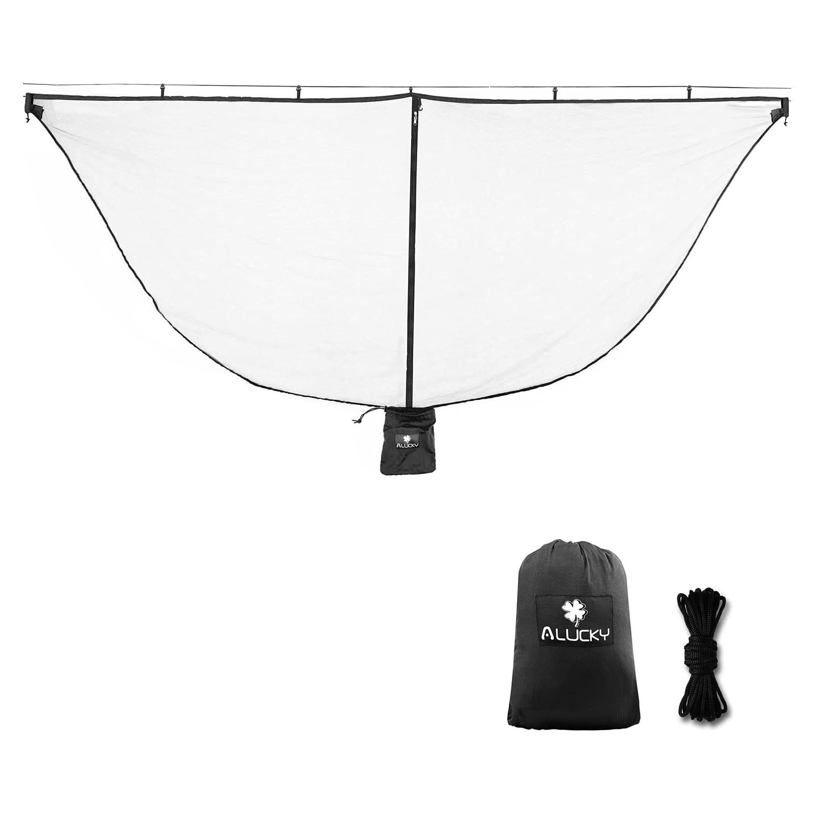 ALUCKY Hammock Net Camping Mosquito Net, No See Ums & Repels Insect, Polyester Netting for 360 Degree Protection, Double Sided Zipper for Easy Access Fits for All Camping Hammocks(Black)