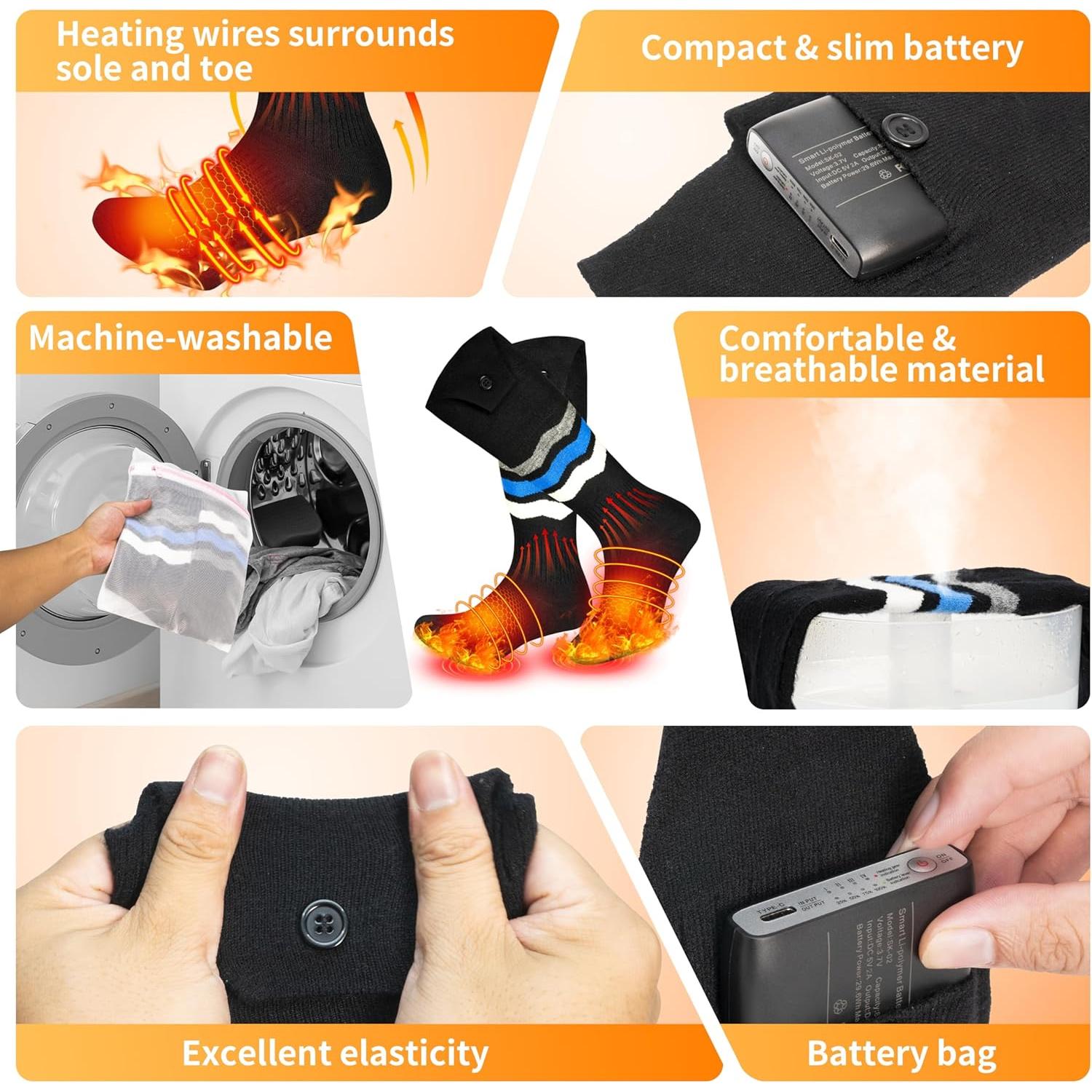 Calcetines Calentados WAMOVAL SK-02 Unisex 8000mAh Recargables