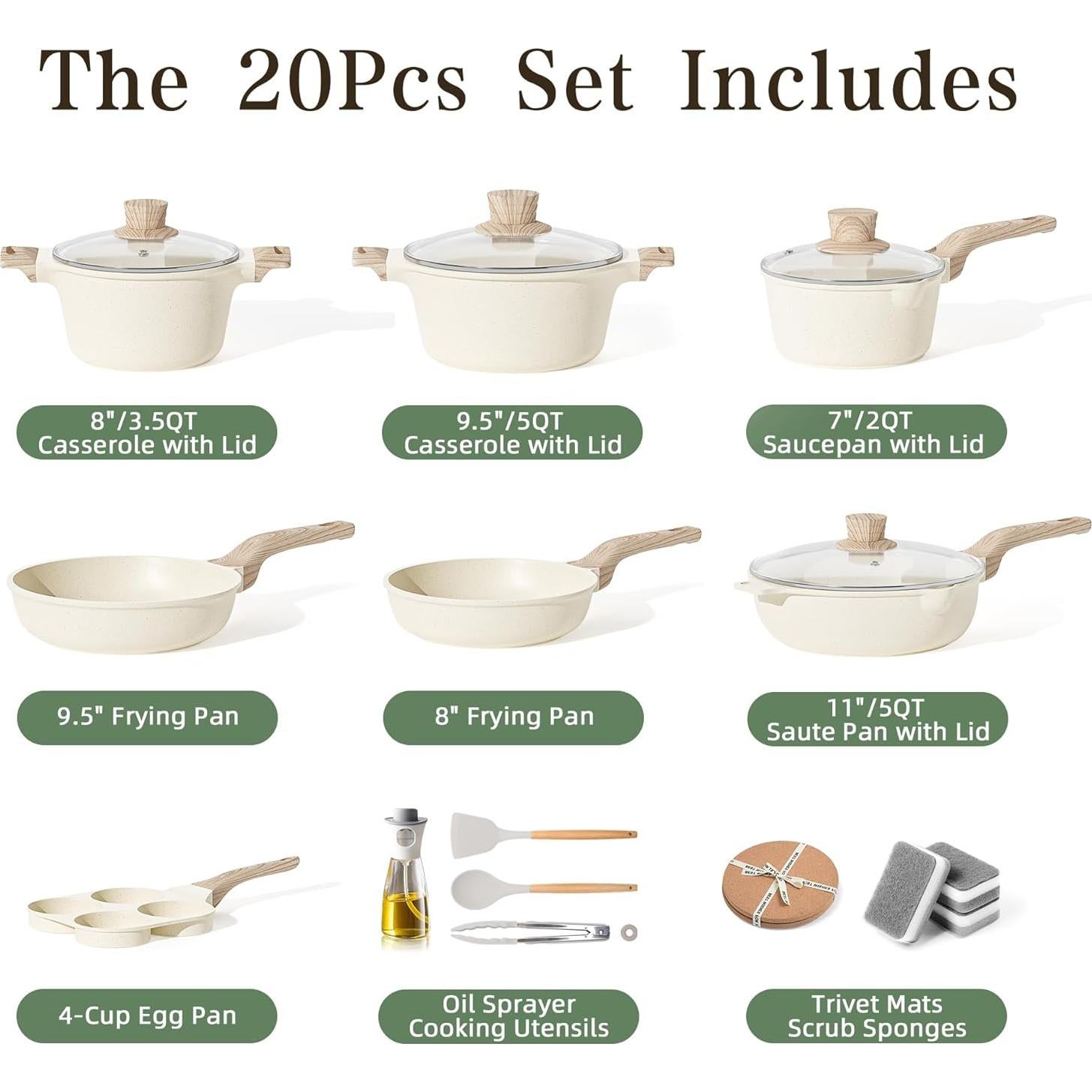 Juego de Utensilios de Cocina Caannasweis 20 Piezas Antiadherente