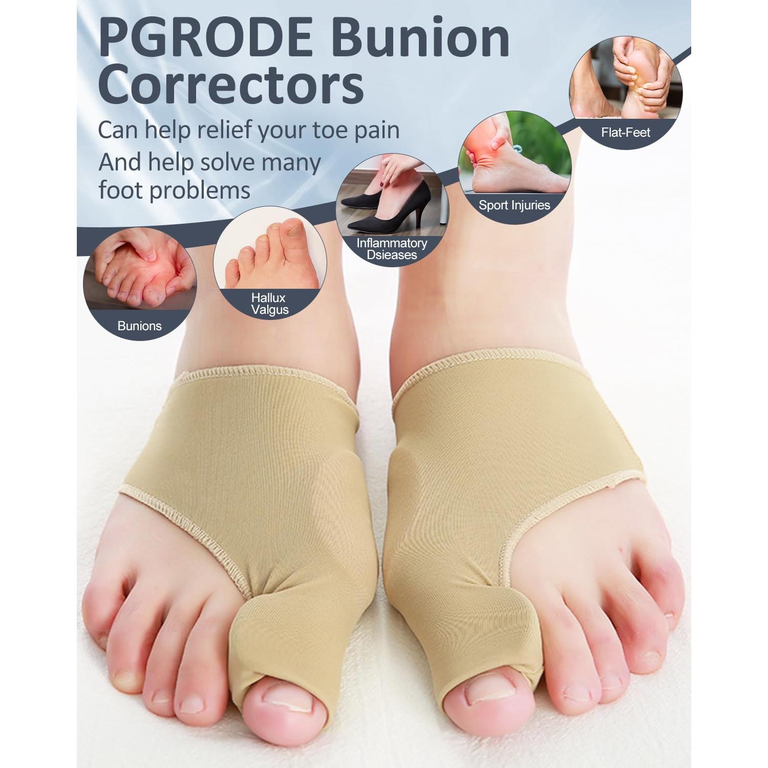 2 Pcs Bunion Corrector for Women Men Bunion Pain Relief, Big Toe Straighteners, Breathable Bunion Correction Socks with Built-in Gel Pad, Big Toe Spacer Separators (Beige)