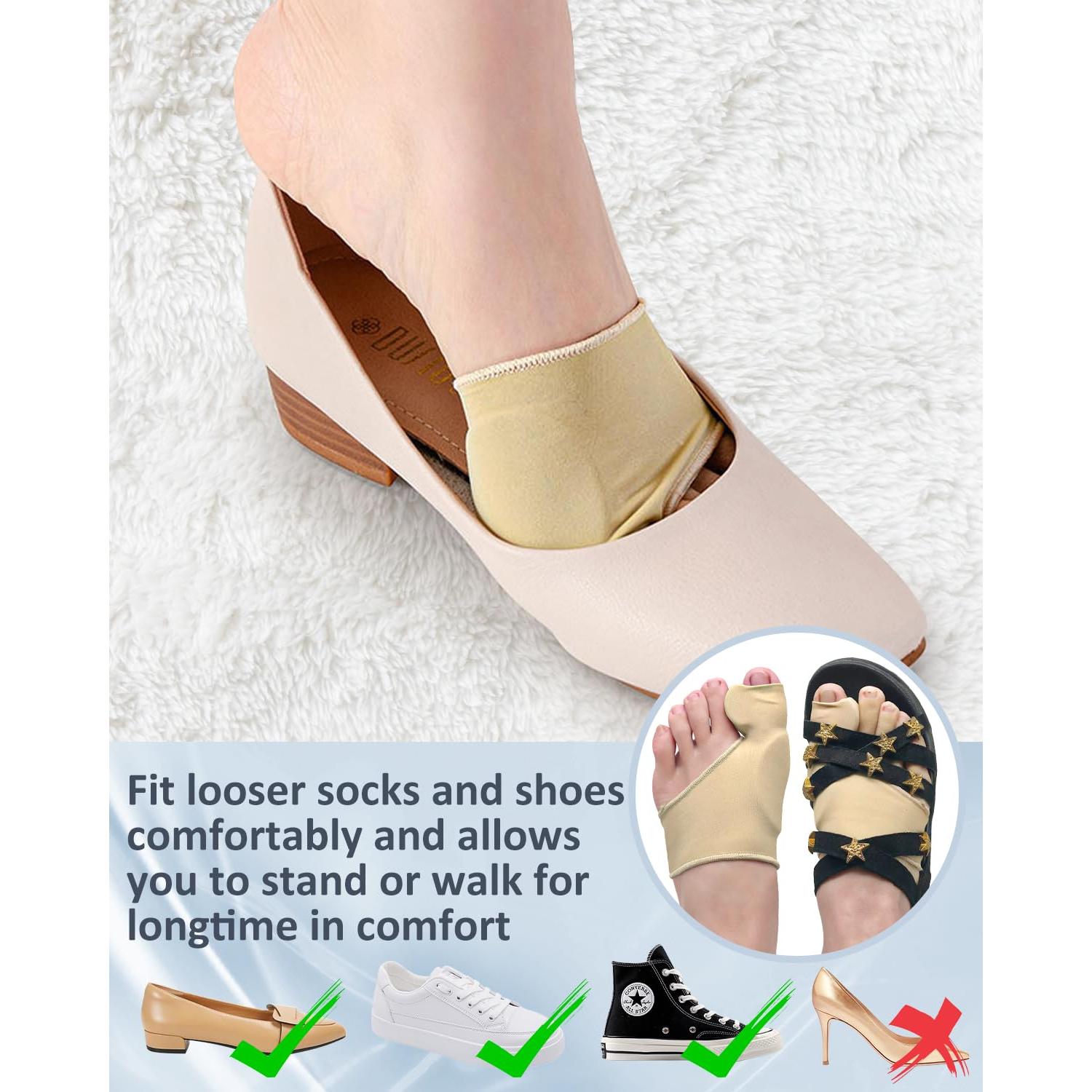 2 Pcs Bunion Corrector for Women Men Bunion Pain Relief, Big Toe Straighteners, Breathable Bunion Correction Socks with Built-in Gel Pad, Big Toe Spacer Separators (Beige)