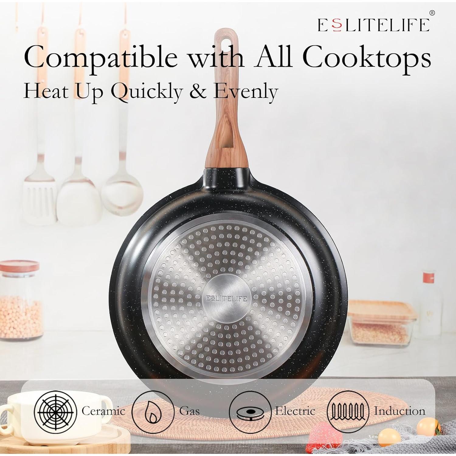 Juego de ollas y sartenes ESLITE LIFE 12 piezas antiadherente