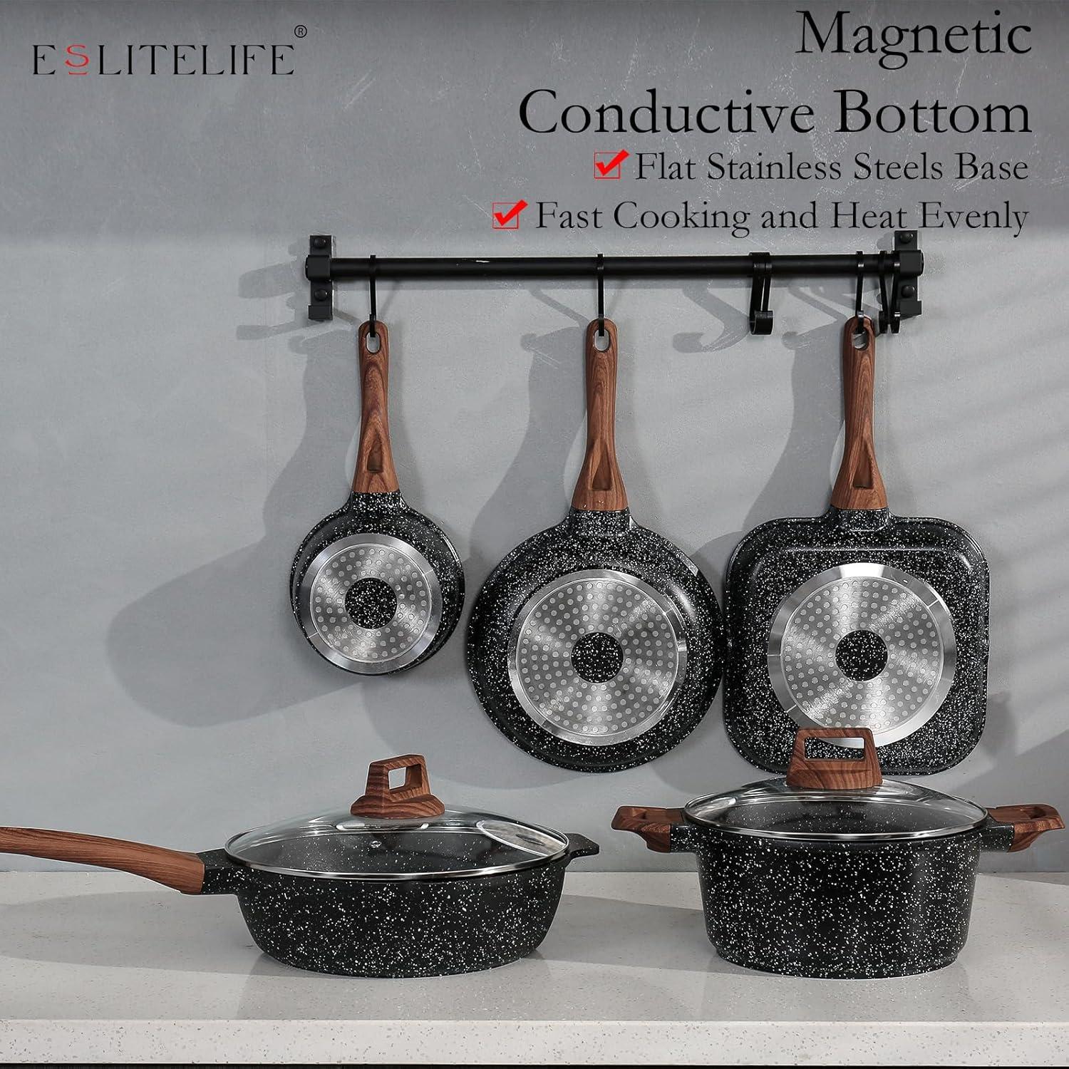 Juego de ollas y sartenes ESLITE LIFE 12 piezas antiadherente