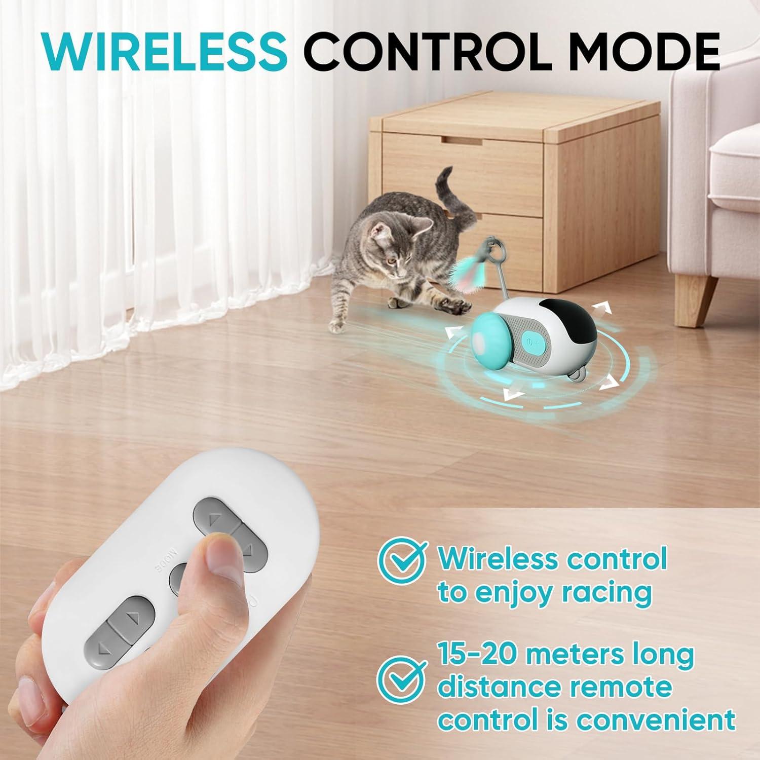 Remote Control Smart Electric Interactive Cat Toy Smart Turbo Tail Automatic Car Toys for Indoor Bored Cats Robot Rc Cat Mental Stimulation Toys Usb Rechargeable Gravity-Sensing Movement Pet Toy