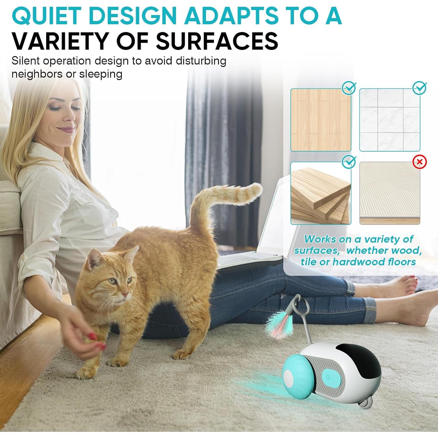 Remote Control Smart Electric Interactive Cat Toy Smart Turbo Tail Automatic Car Toys for Indoor Bored Cats Robot Rc Cat Mental Stimulation Toys Usb Rechargeable Gravity-Sensing Movement Pet Toy