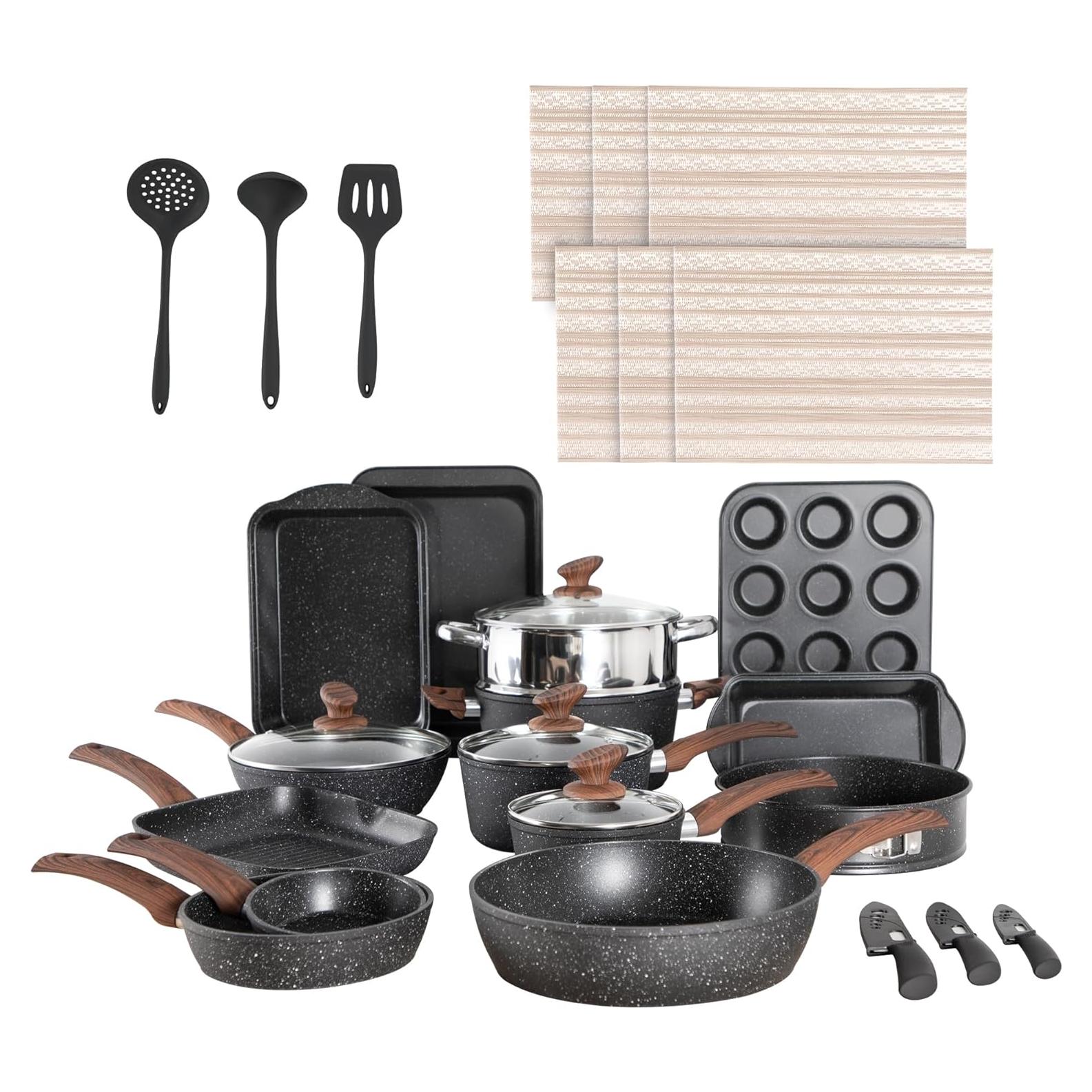 Juego de Ollas y Sartenes 30 Piezas DishDelight Antiadherente