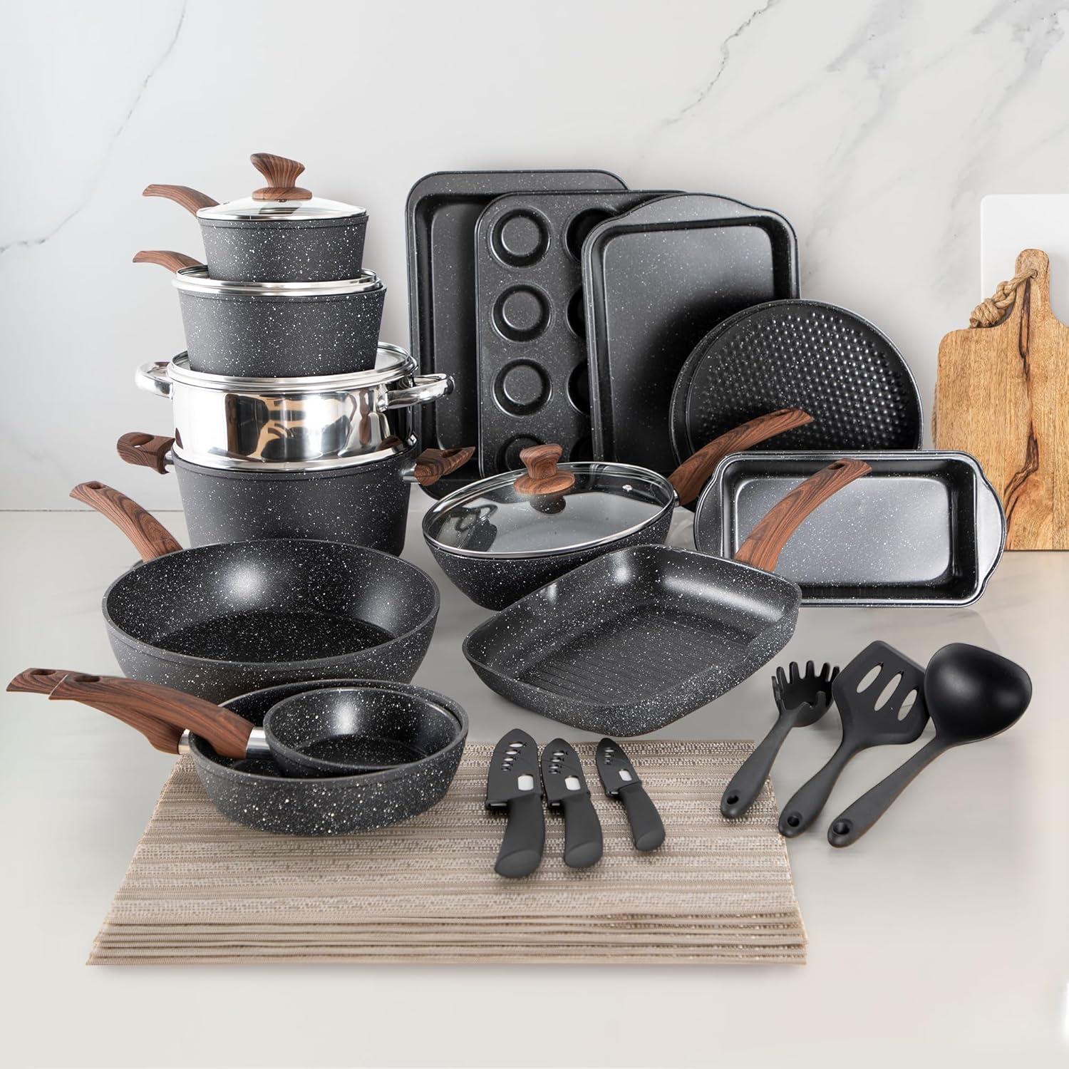 Juego de Ollas y Sartenes 30 Piezas DishDelight Antiadherente